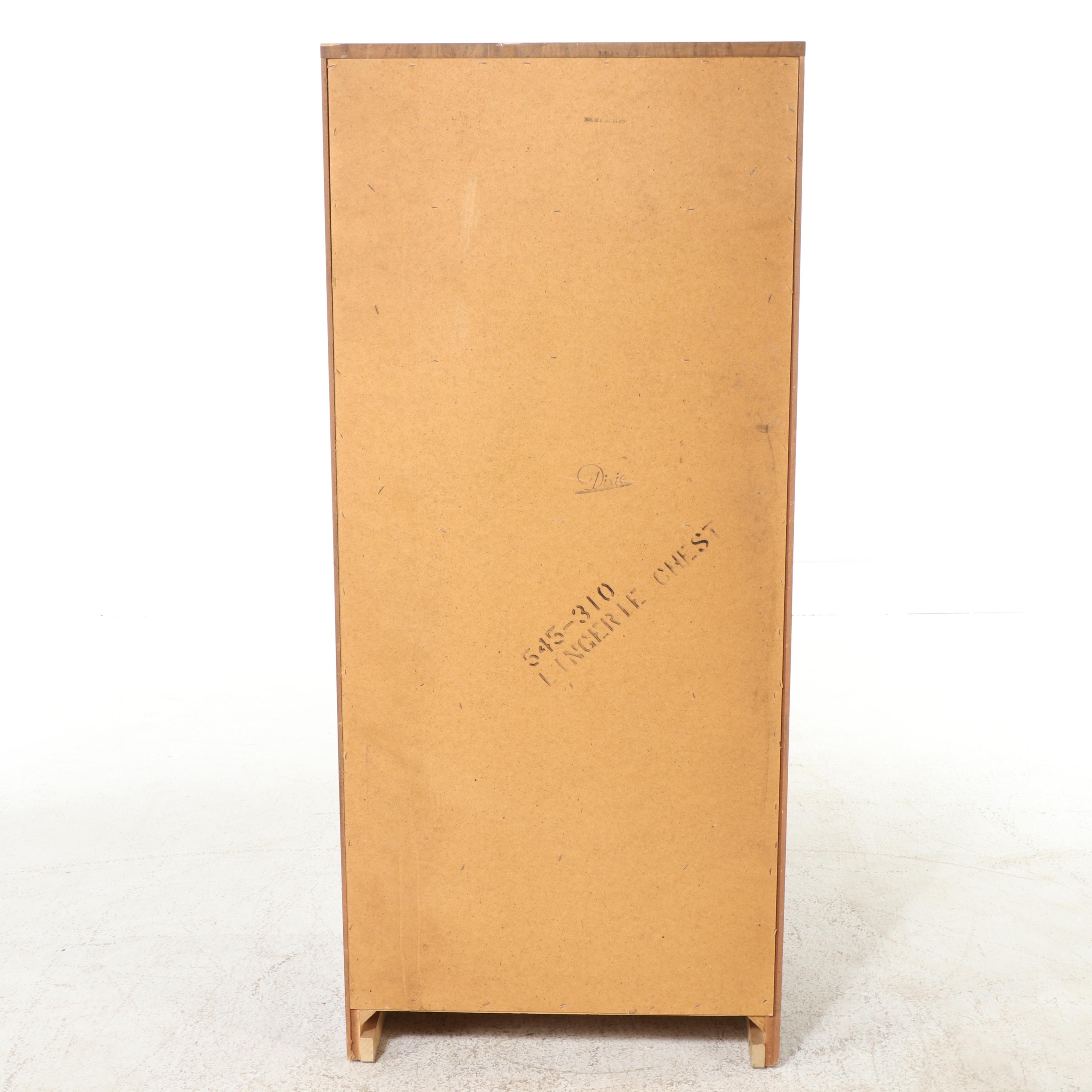 Dixie Furniture Campaign Style Brass-Mounted Walnut Six-Drawer Chest, Circa 1970