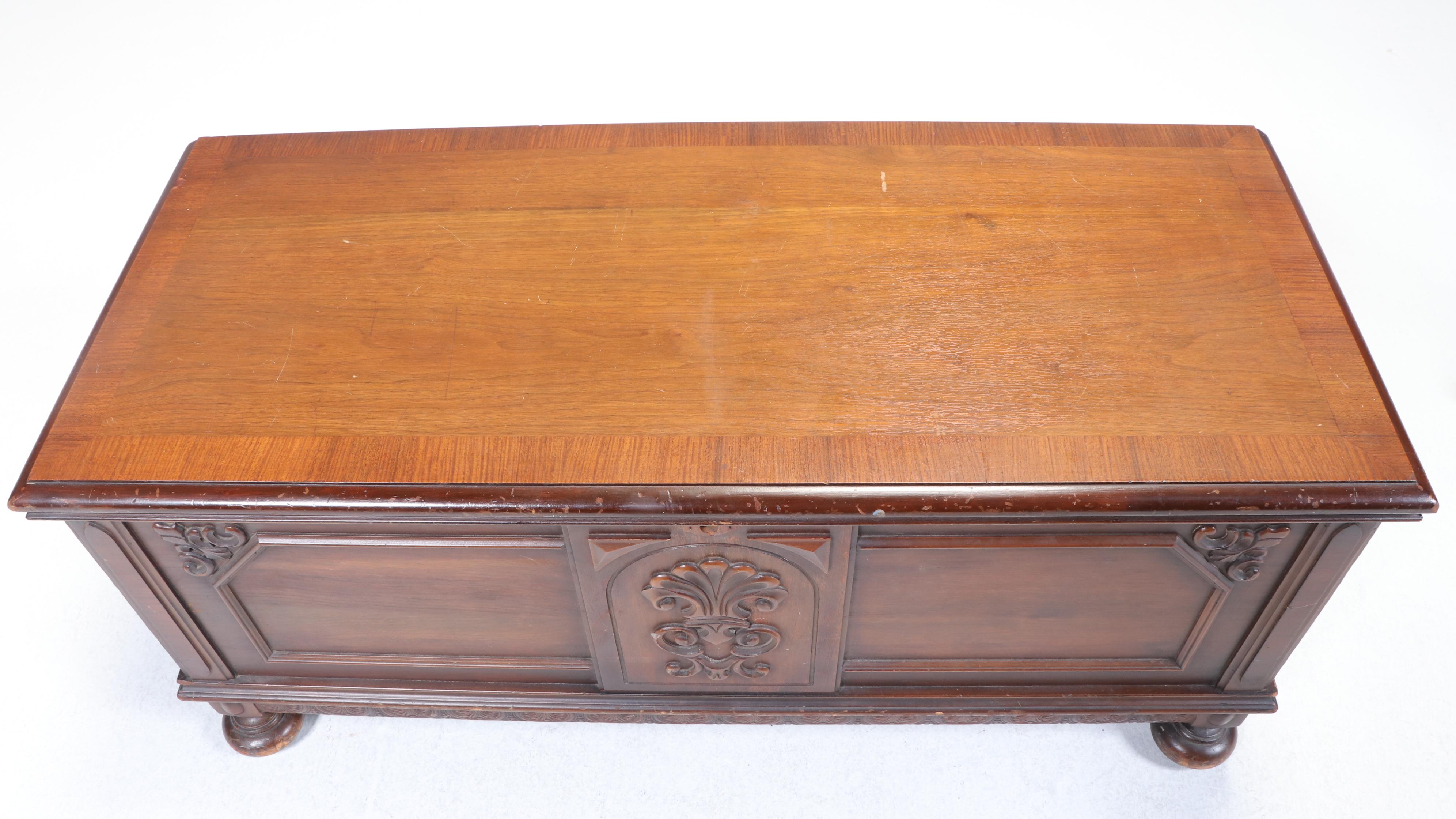 Lane "Aroma-Tite" Jacobean Revival Walnut and Cedar Blanket Chest, Circa 1930