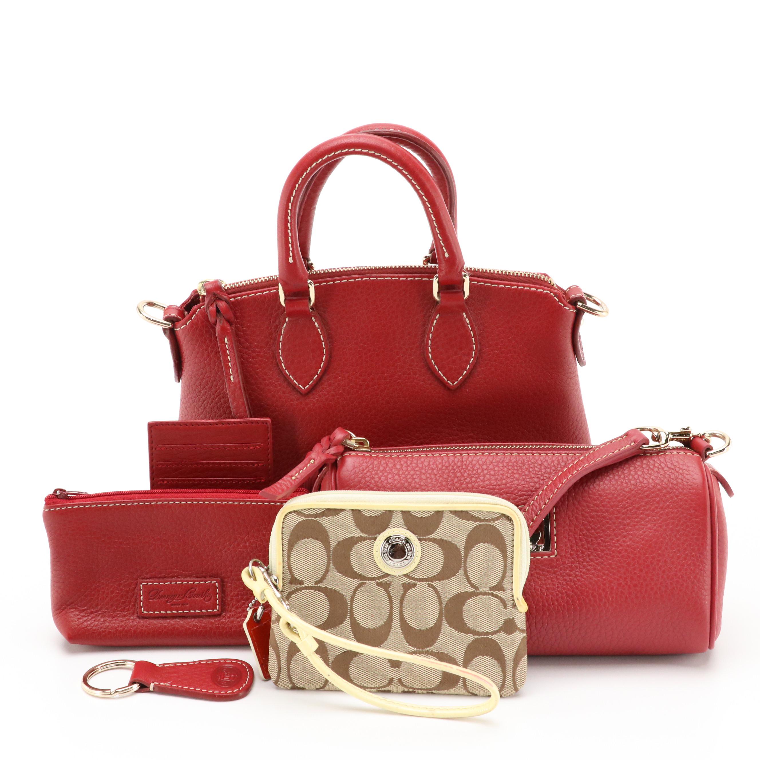 Dooney & Bourke Grain Leather 2-Way Bag, Zip Pouch, Barrel Bag & Coach Wristlet