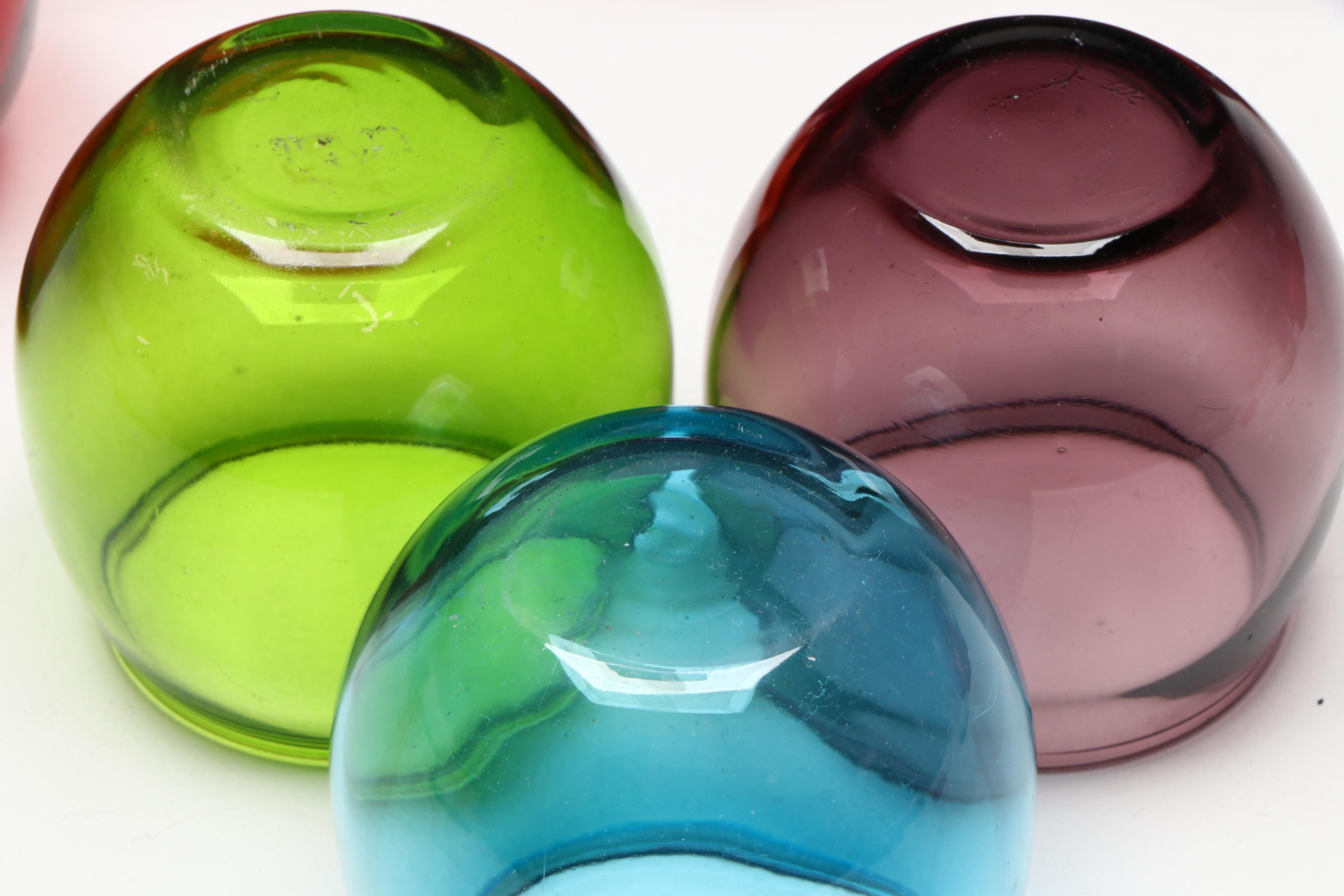 Colored Glass Votive Holders and Candles with "Golden Girls" Coasters