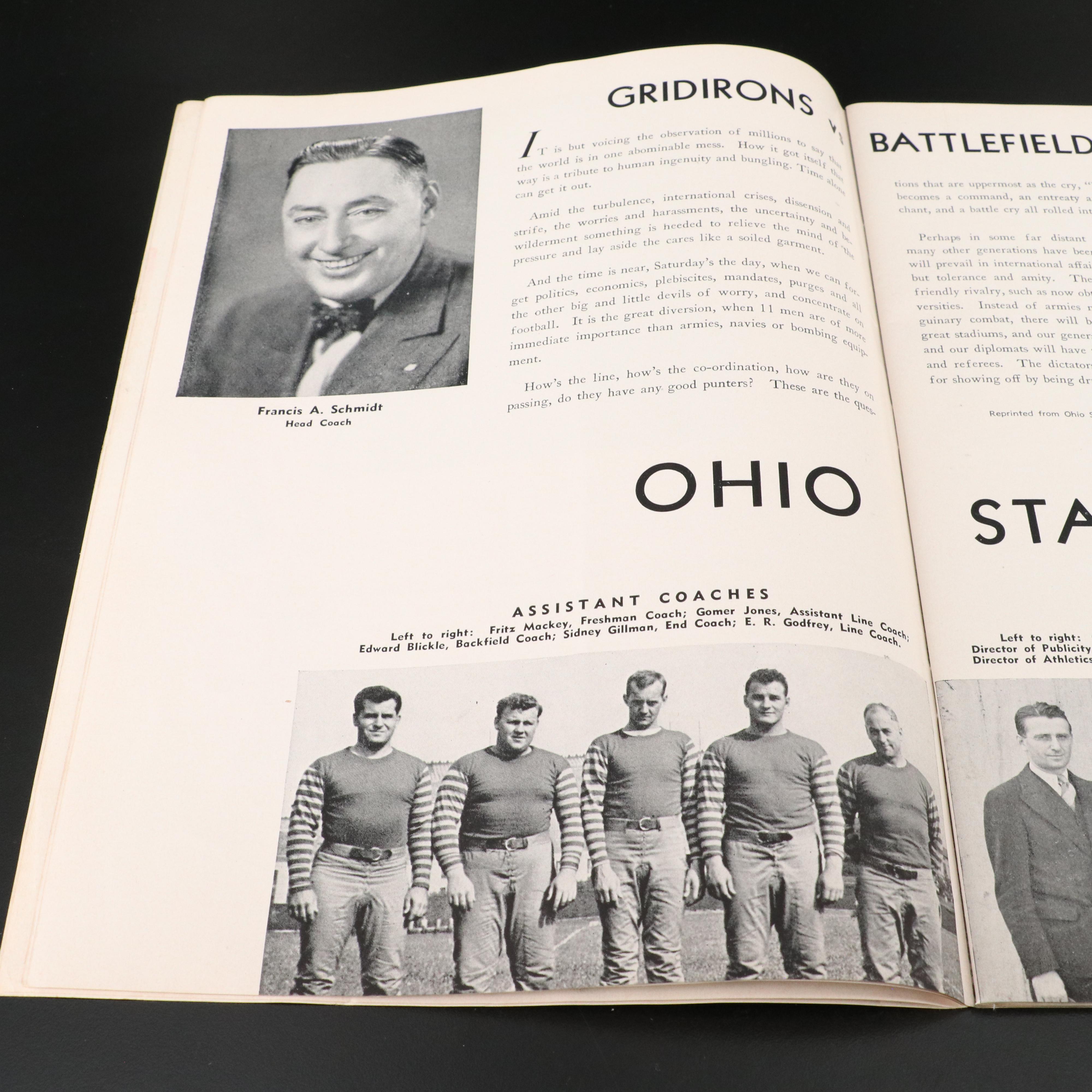 1938 Ohio State vs. Southern California Football Program