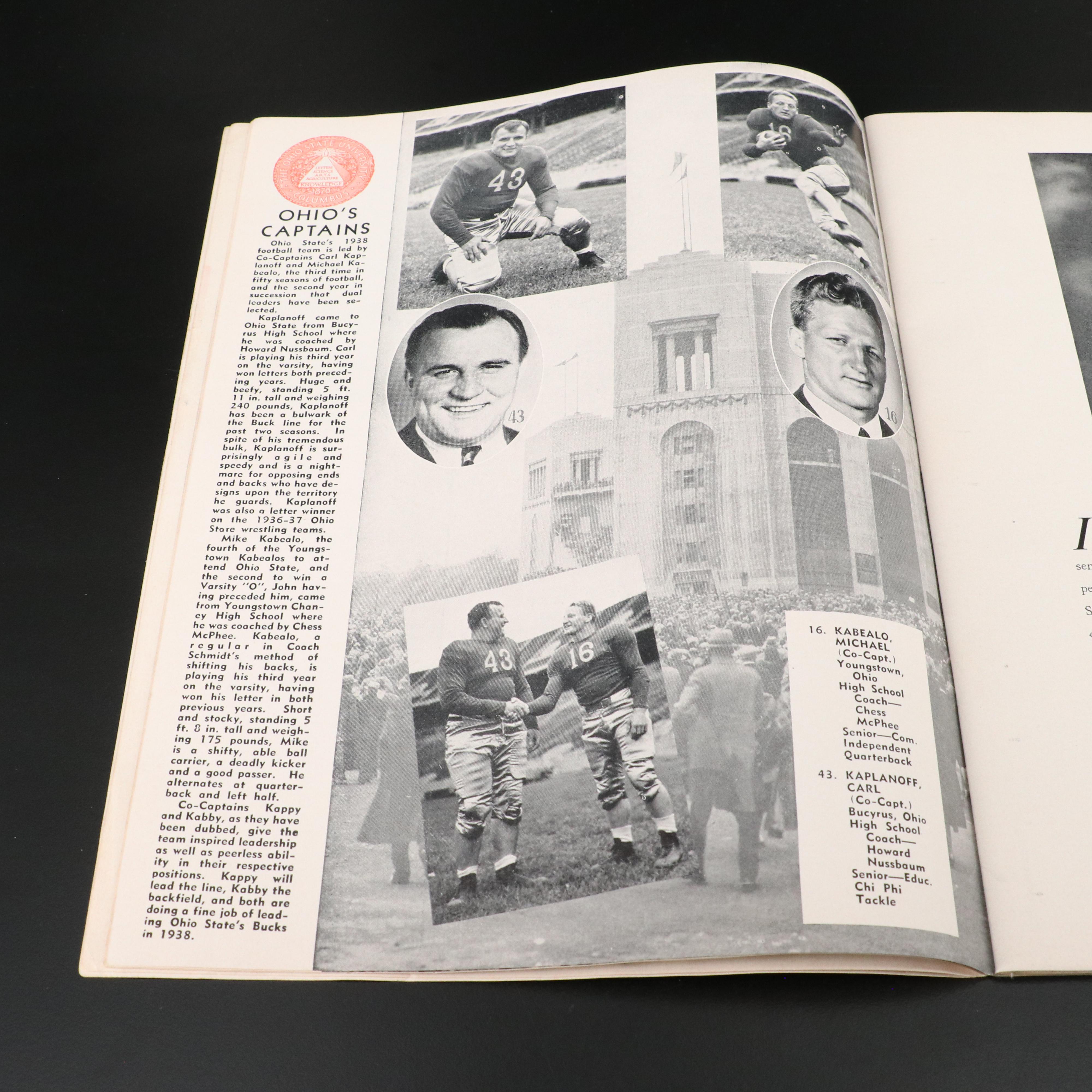 1938 Ohio State vs. Southern California Football Program