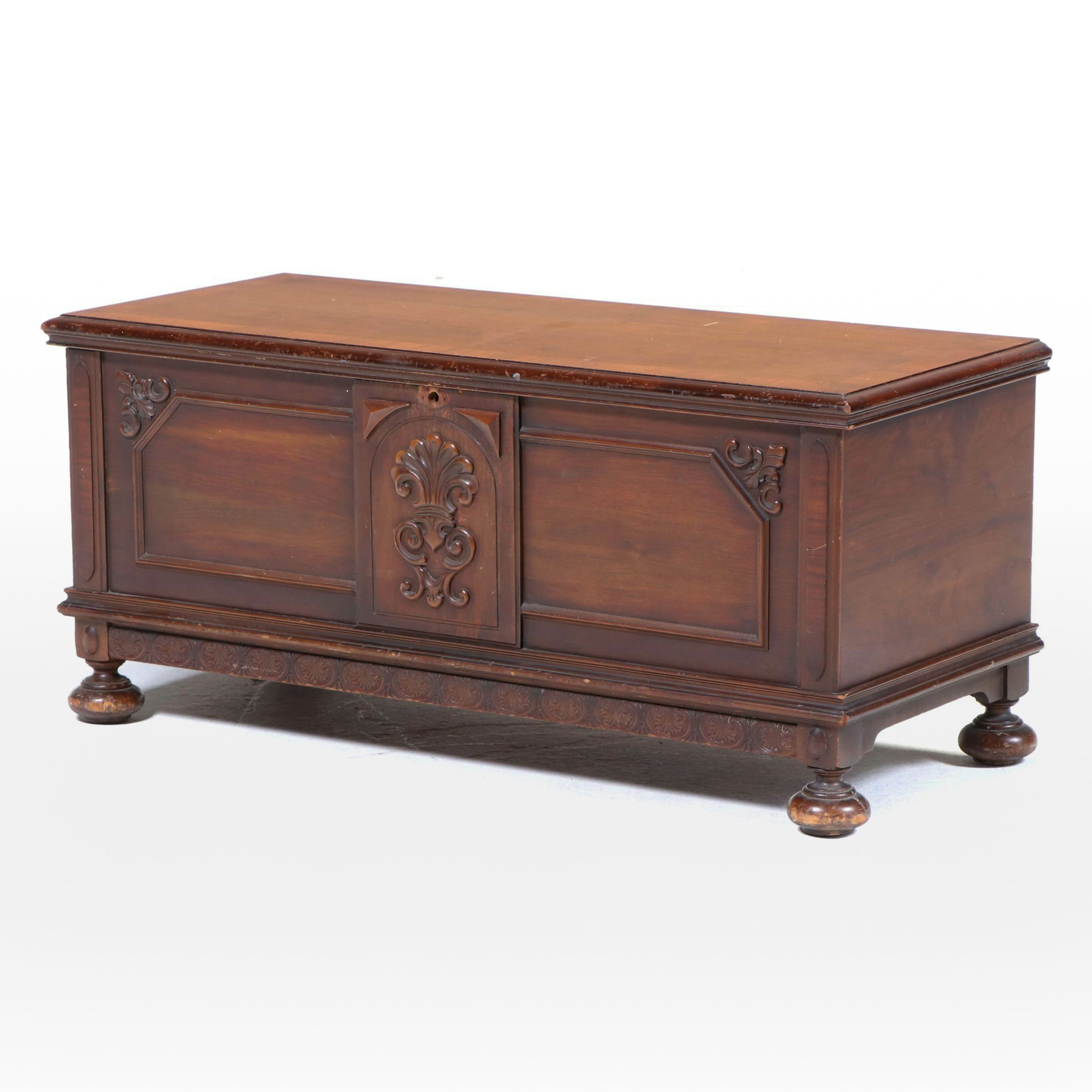 Lane "Aroma-Tite" Jacobean Revival Walnut and Cedar Blanket Chest, Circa 1930