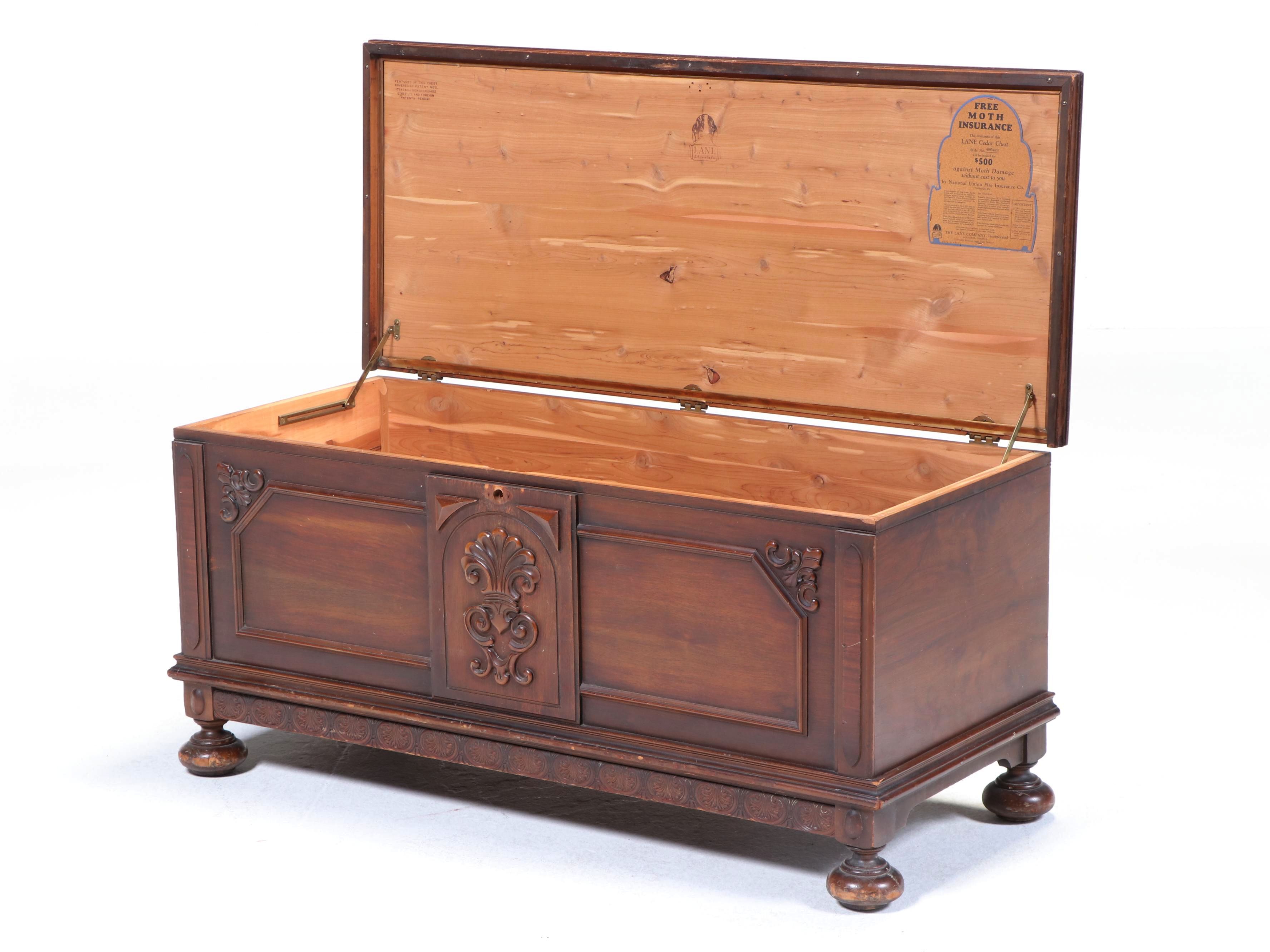 Lane "Aroma-Tite" Jacobean Revival Walnut and Cedar Blanket Chest, Circa 1930