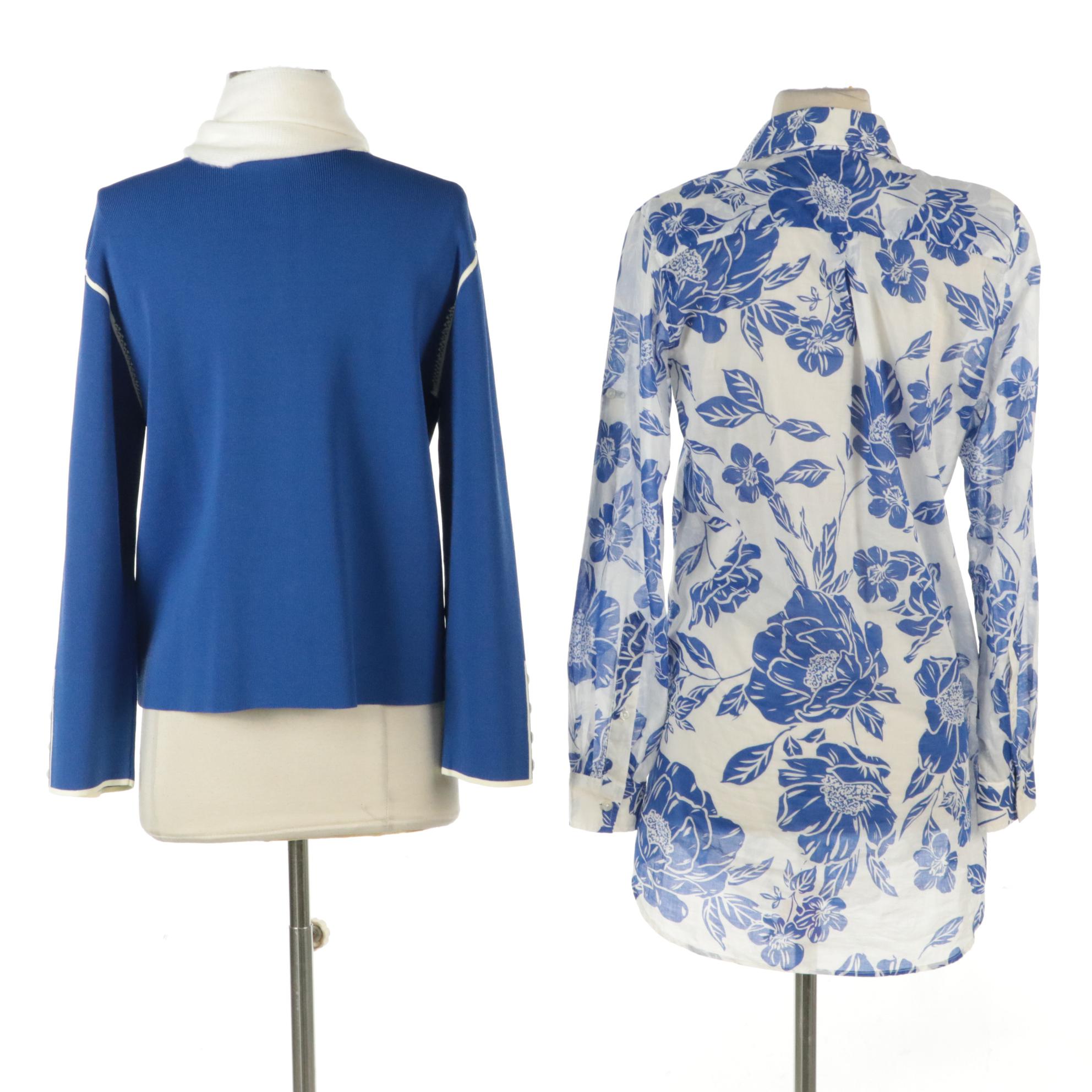 Vilagallo Button-Front Jacket, 0039 Italy Printed Cotton Shirt Dress, and Scarf