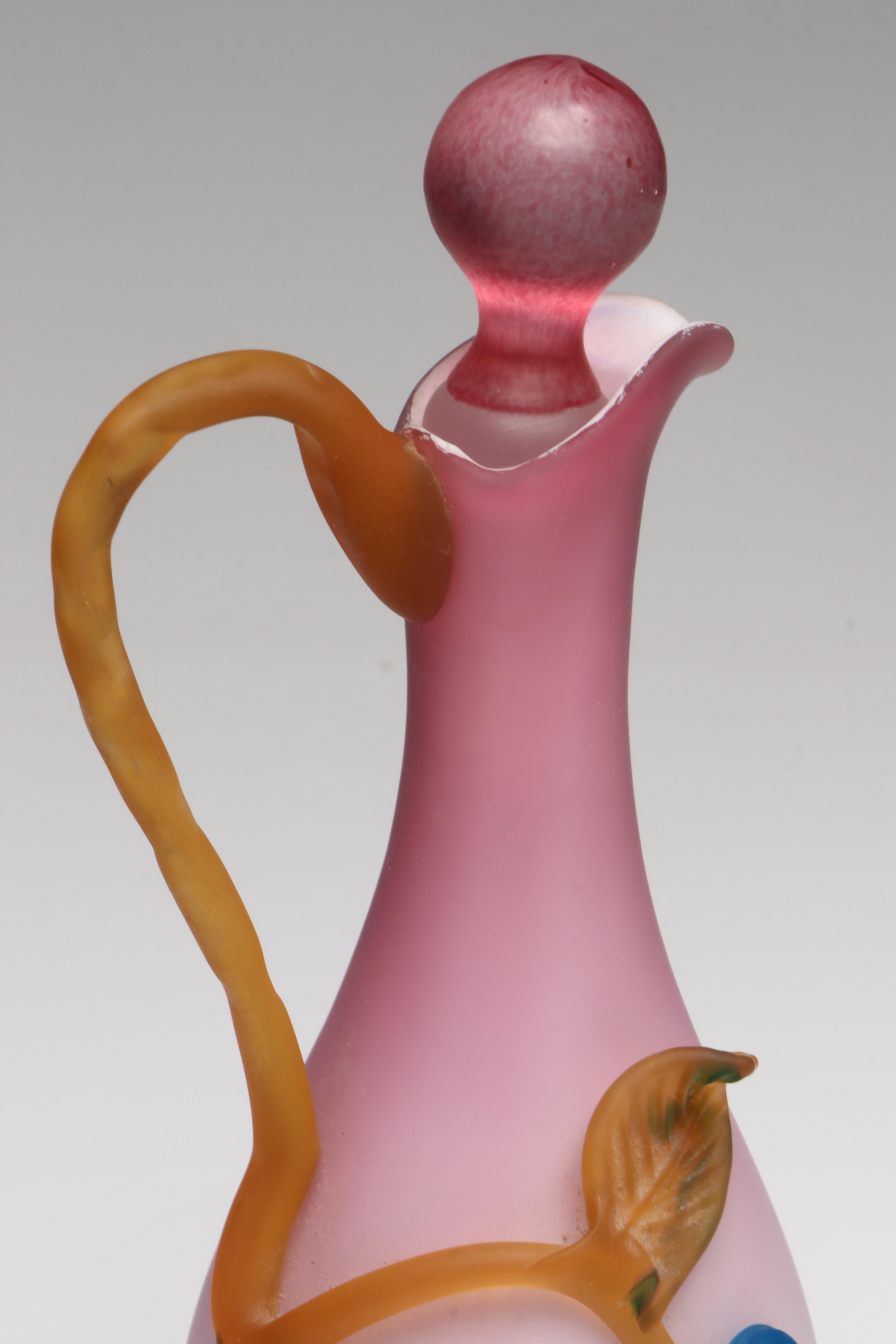 Bohemian Peachblow Vase, Italian Satin Glass & Rigaree Ewer, More