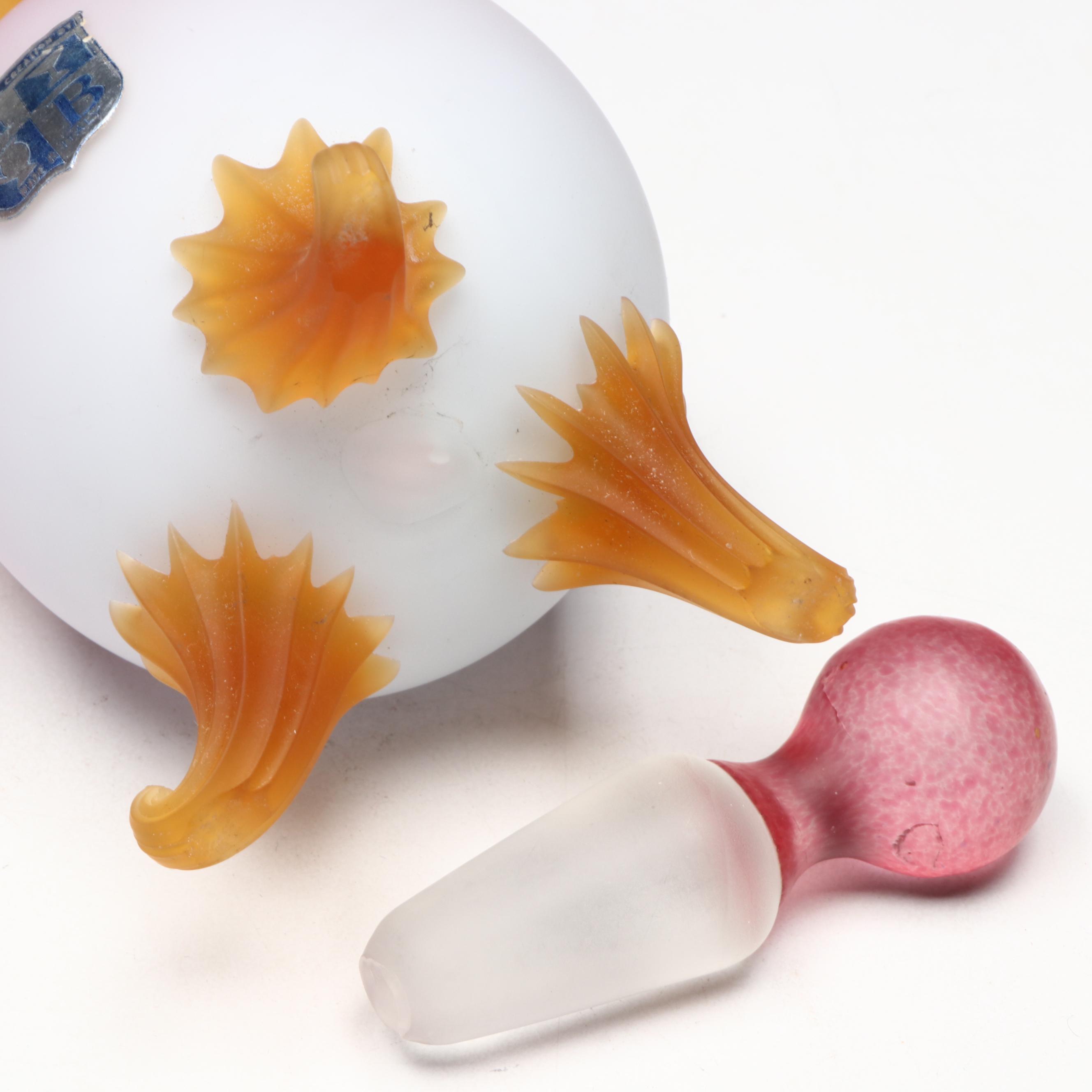 Bohemian Peachblow Vase, Italian Satin Glass & Rigaree Ewer, More