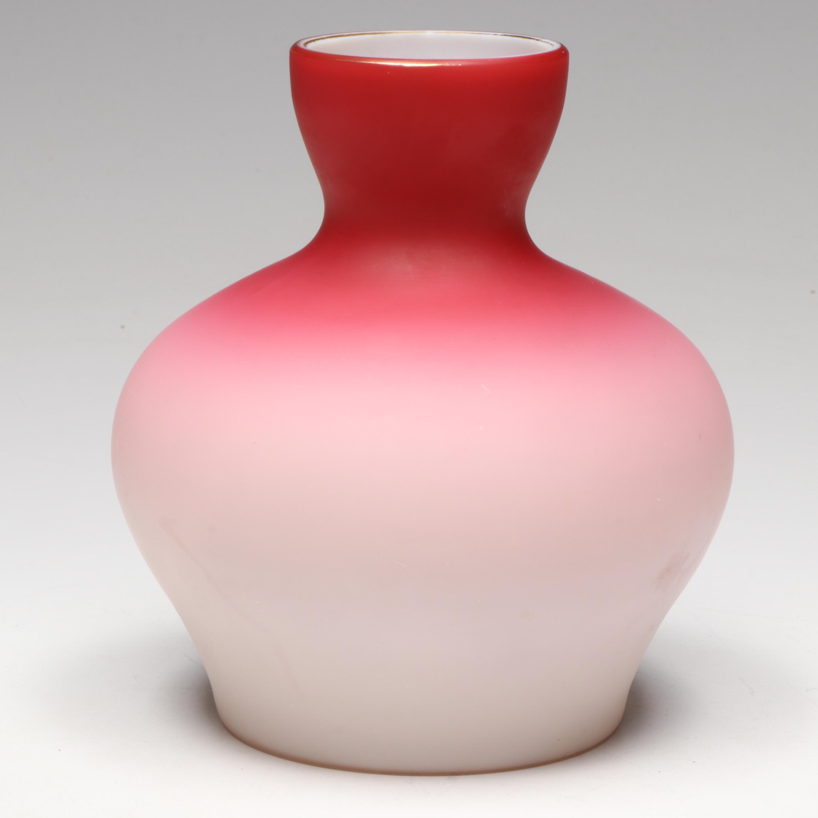Bohemian Peachblow Vase, Italian Satin Glass & Rigaree Ewer, More