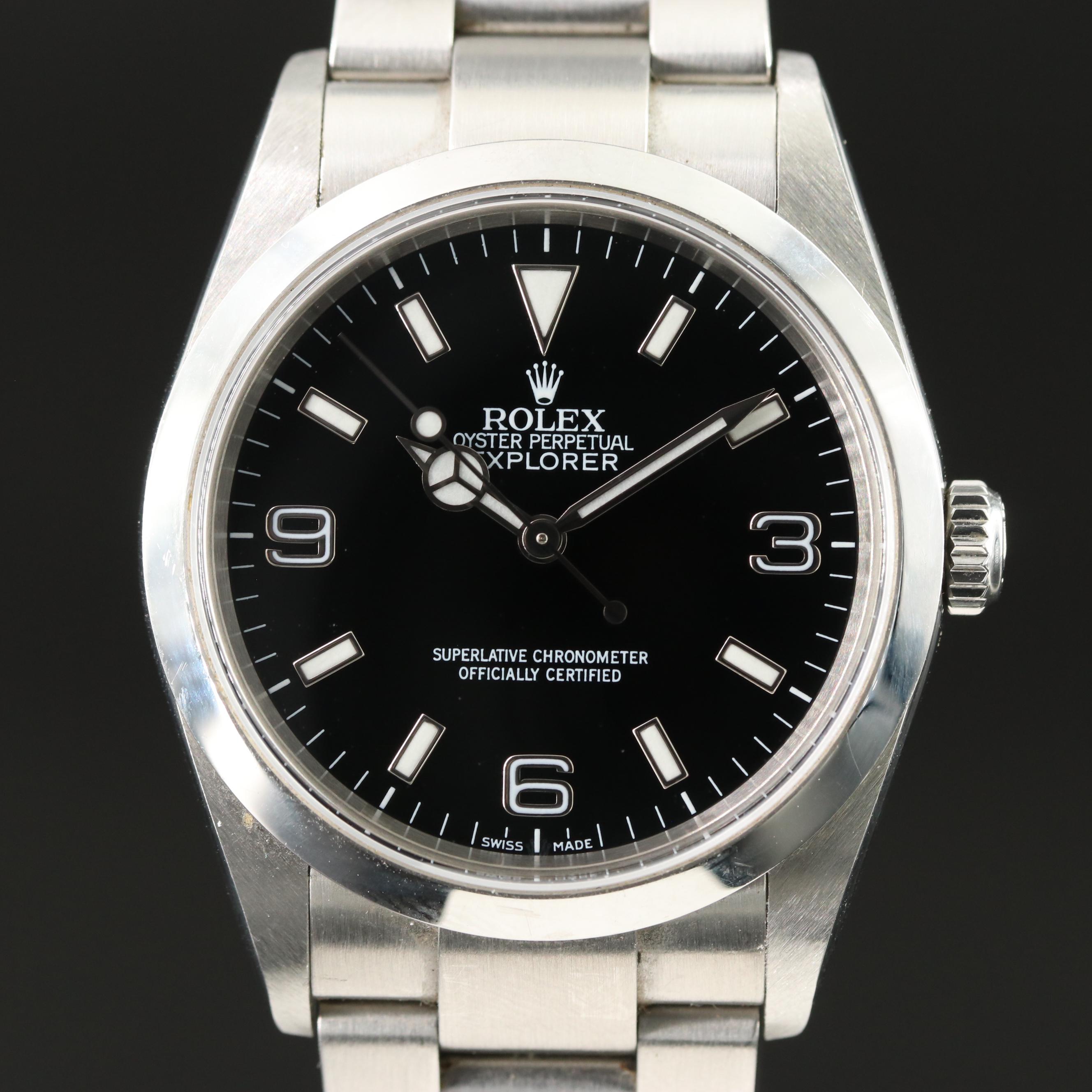 2004 Rolex Black Dial Stainless Steel Explorer Watch