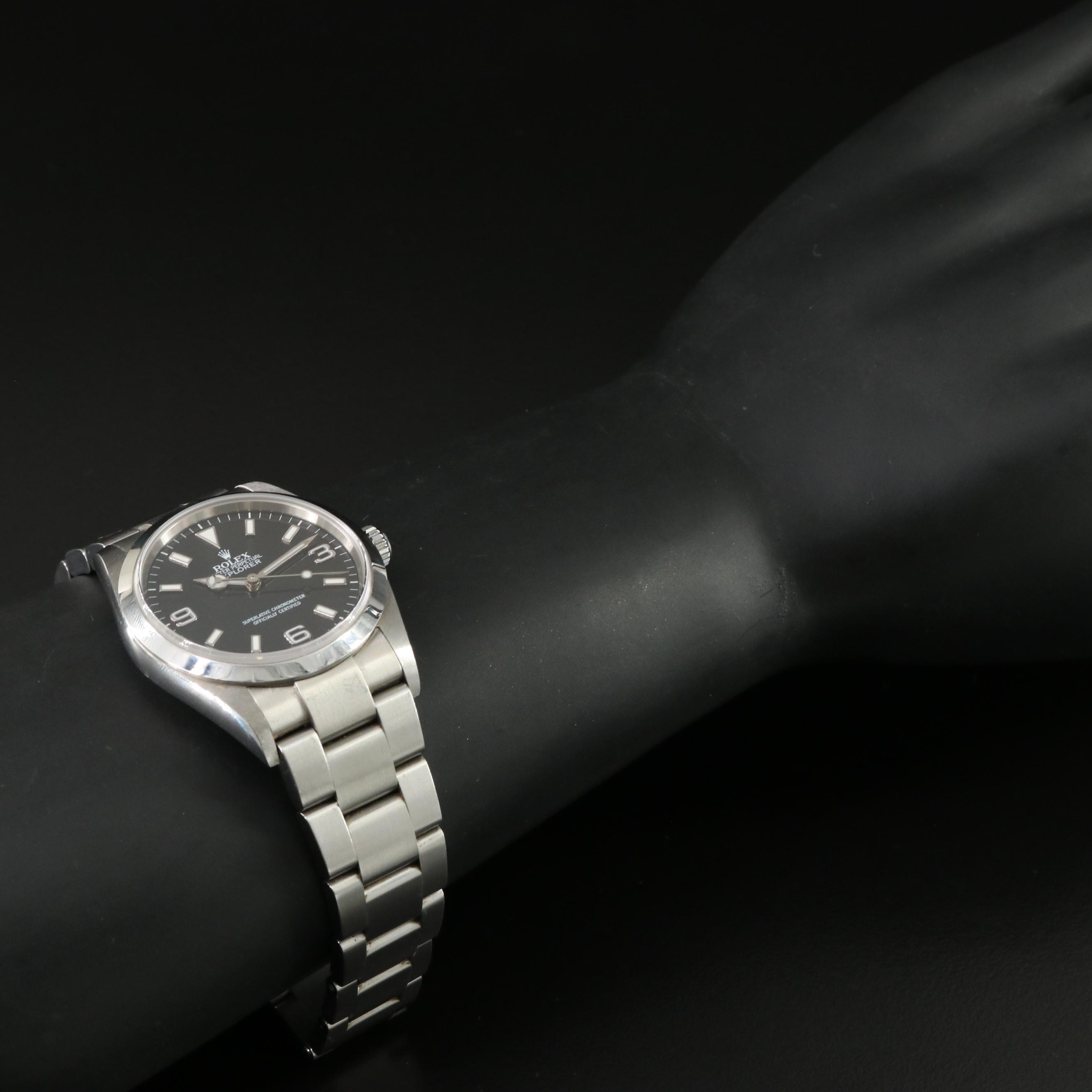 2004 Rolex Black Dial Stainless Steel Explorer Watch