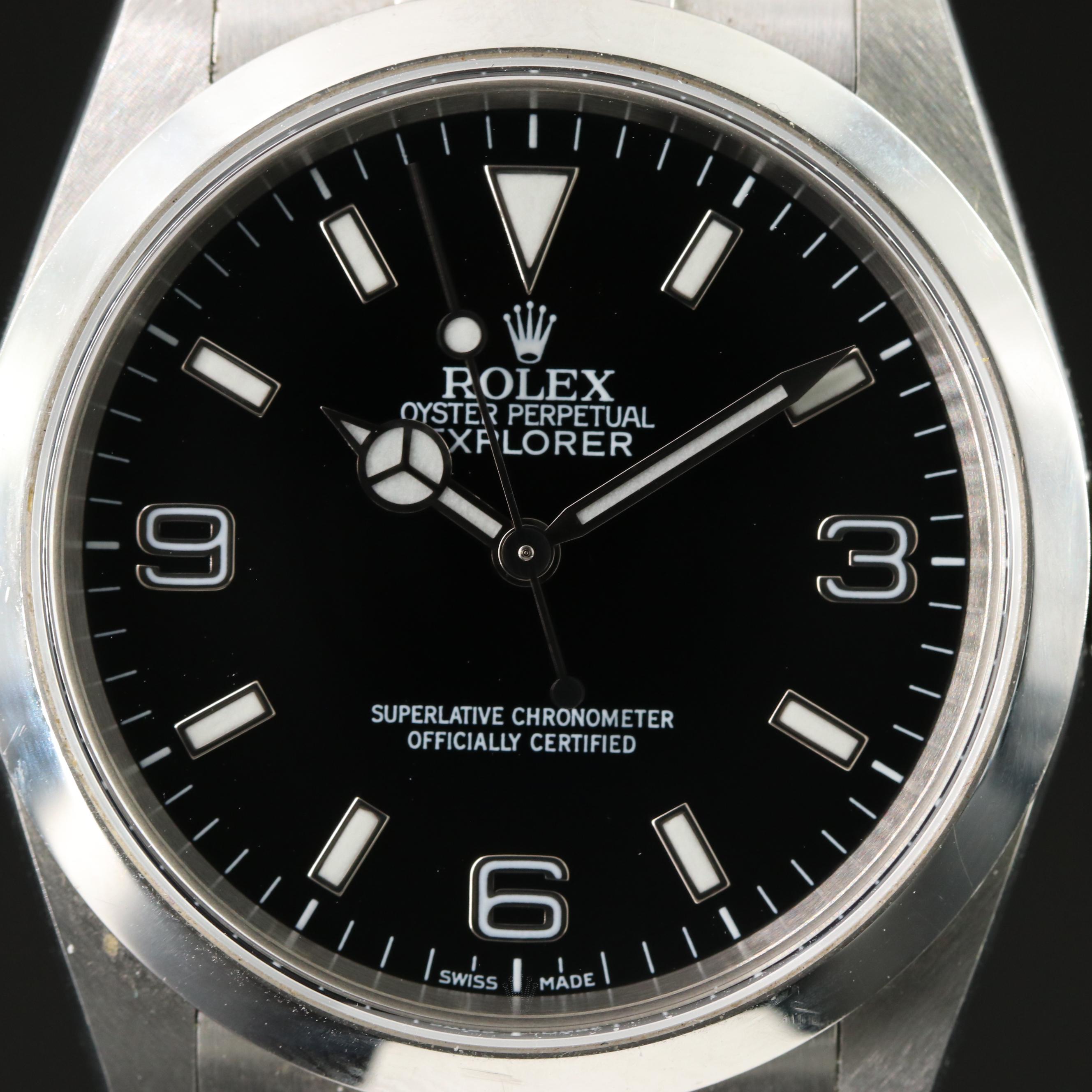 2004 Rolex Black Dial Stainless Steel Explorer Watch