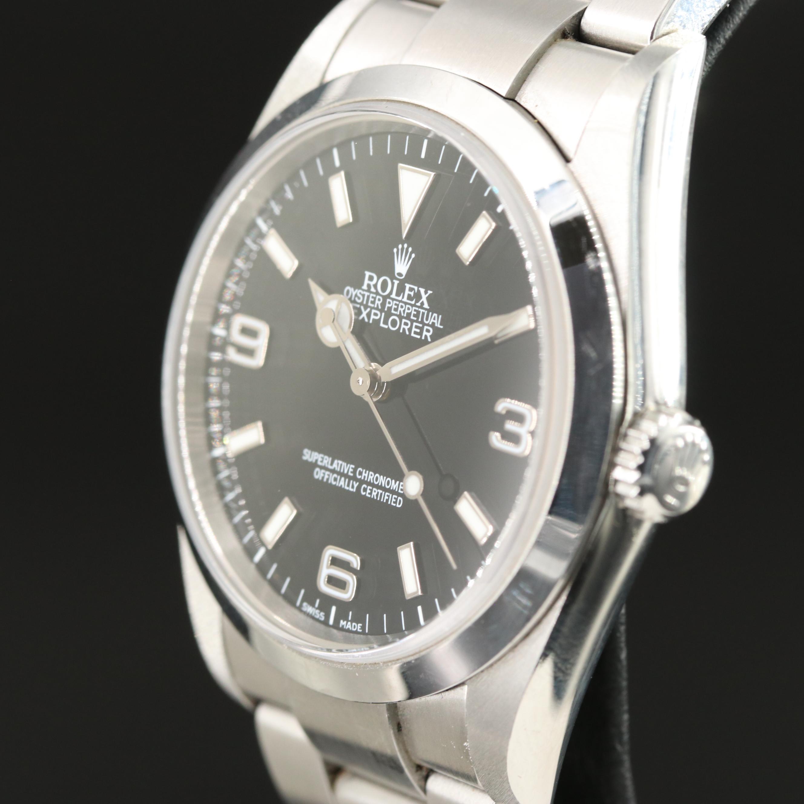 2004 Rolex Black Dial Stainless Steel Explorer Watch
