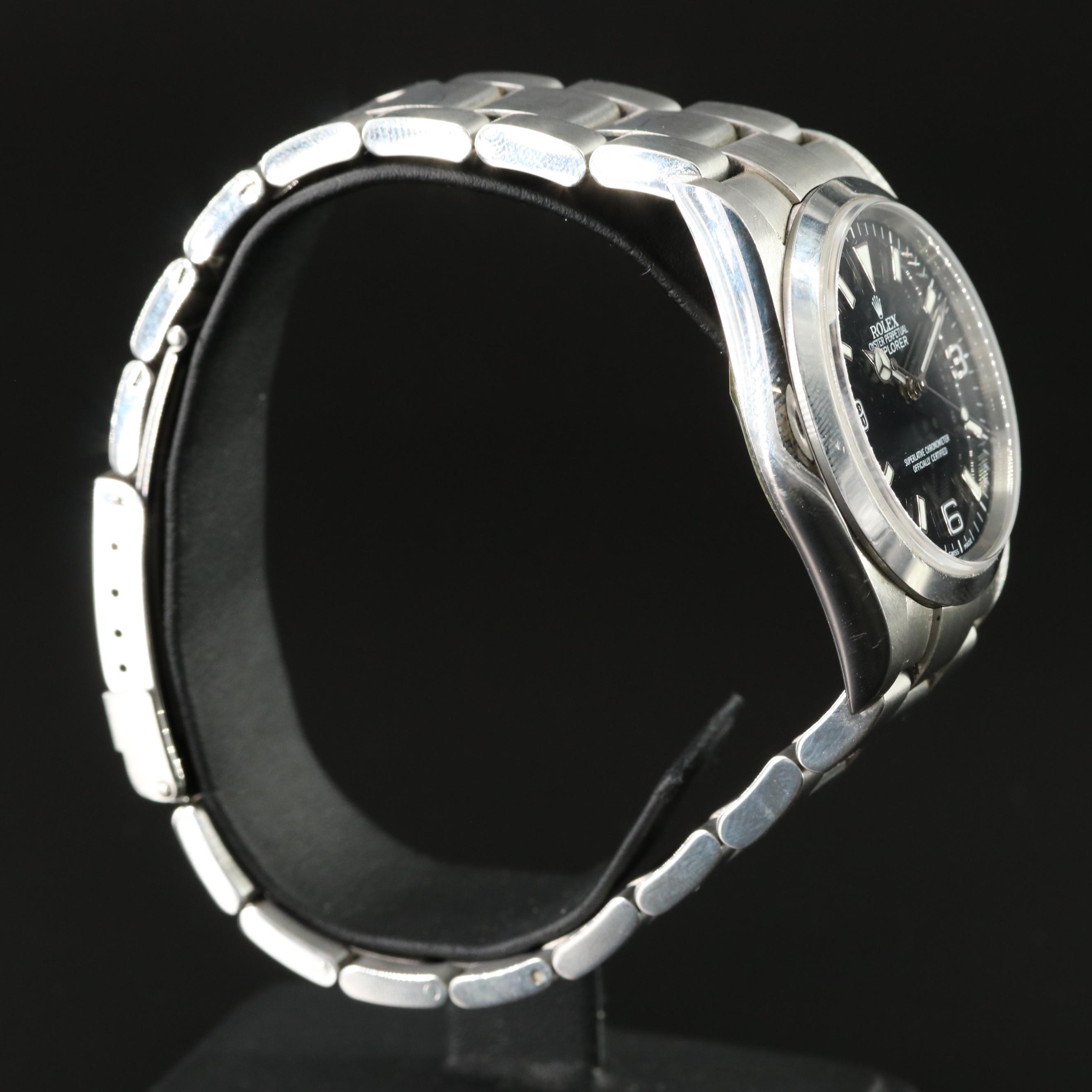 2004 Rolex Black Dial Stainless Steel Explorer Watch