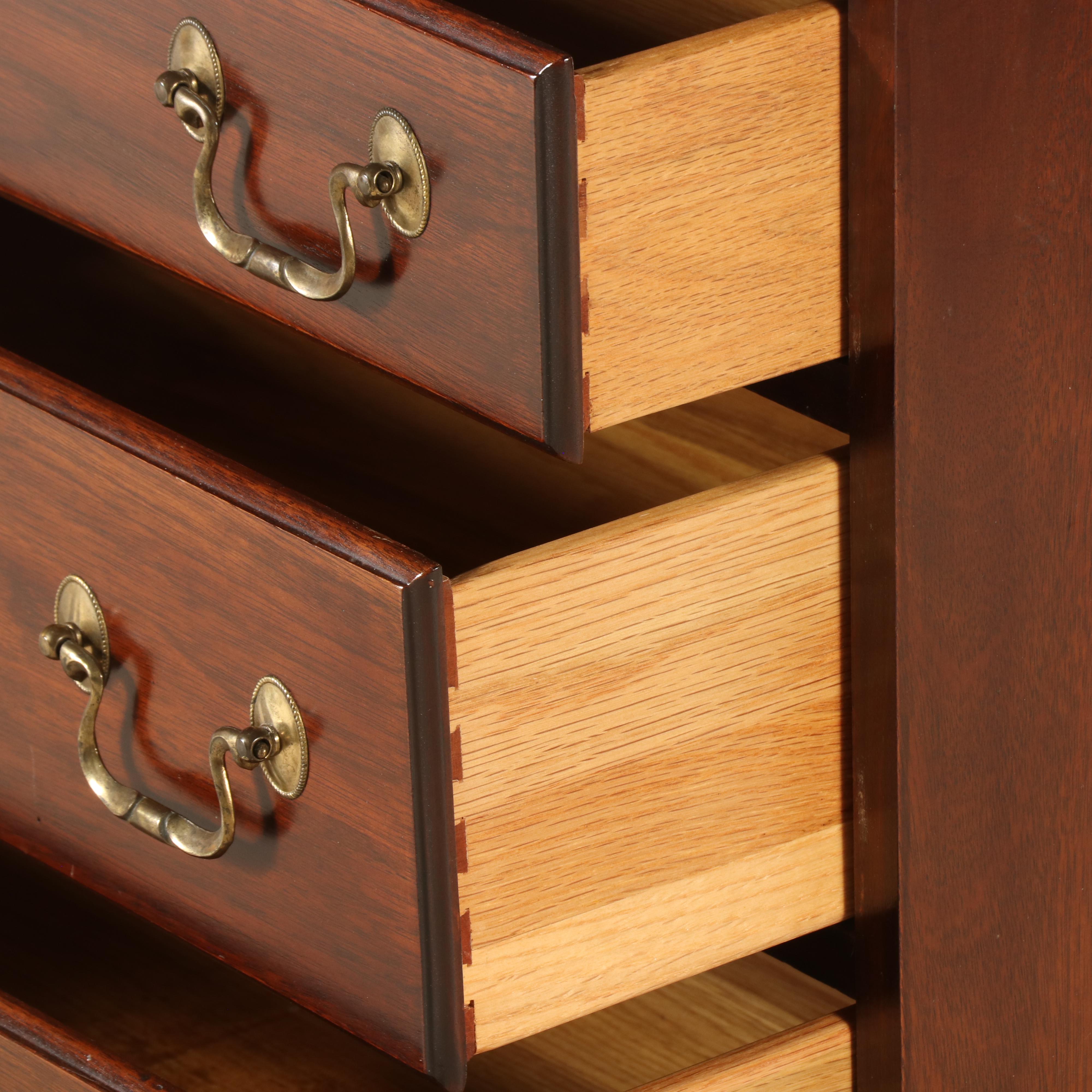 Pair of Link-Taylor Chippendale Style Mahogany Five-Drawer Bedside Chests