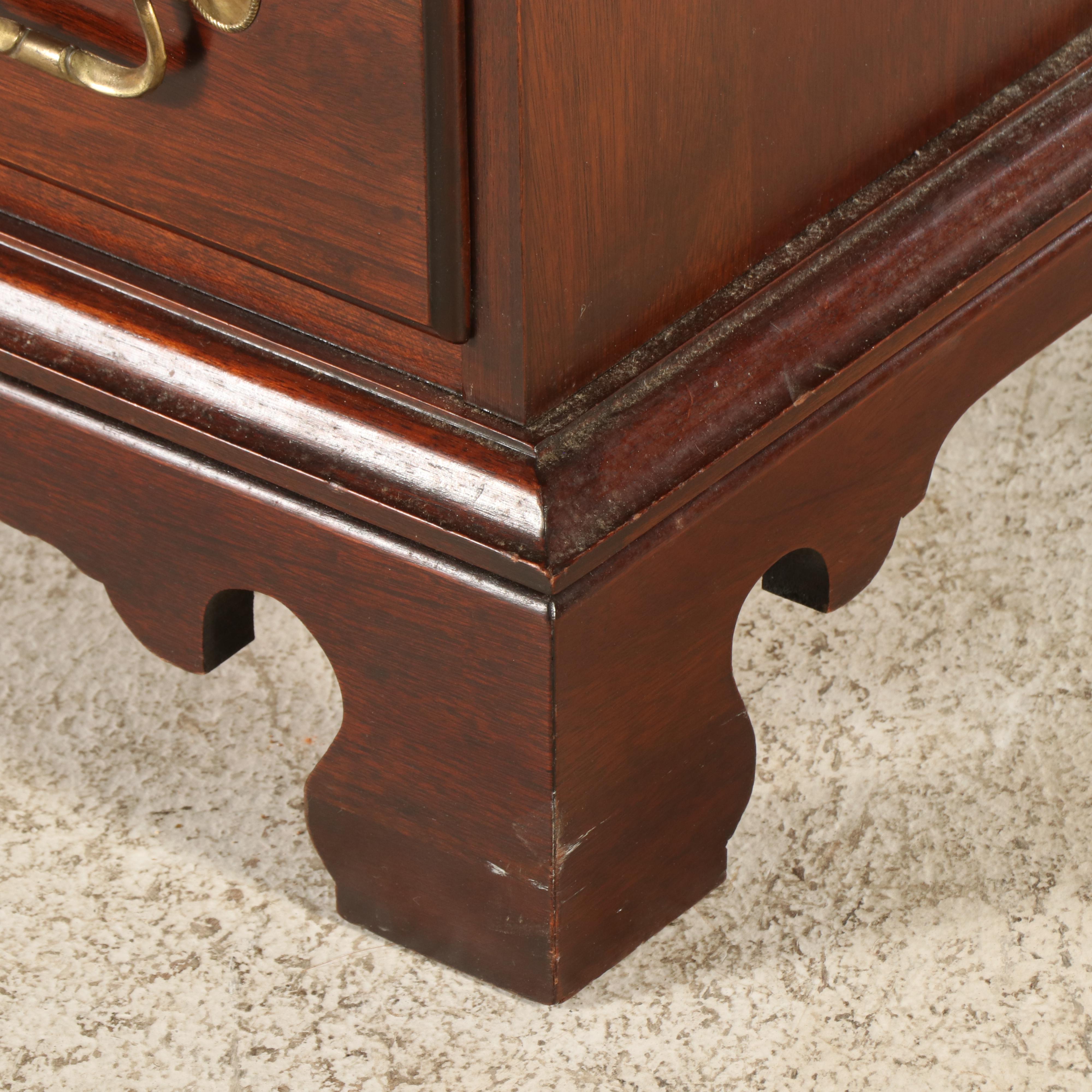 Pair of Link-Taylor Chippendale Style Mahogany Five-Drawer Bedside Chests