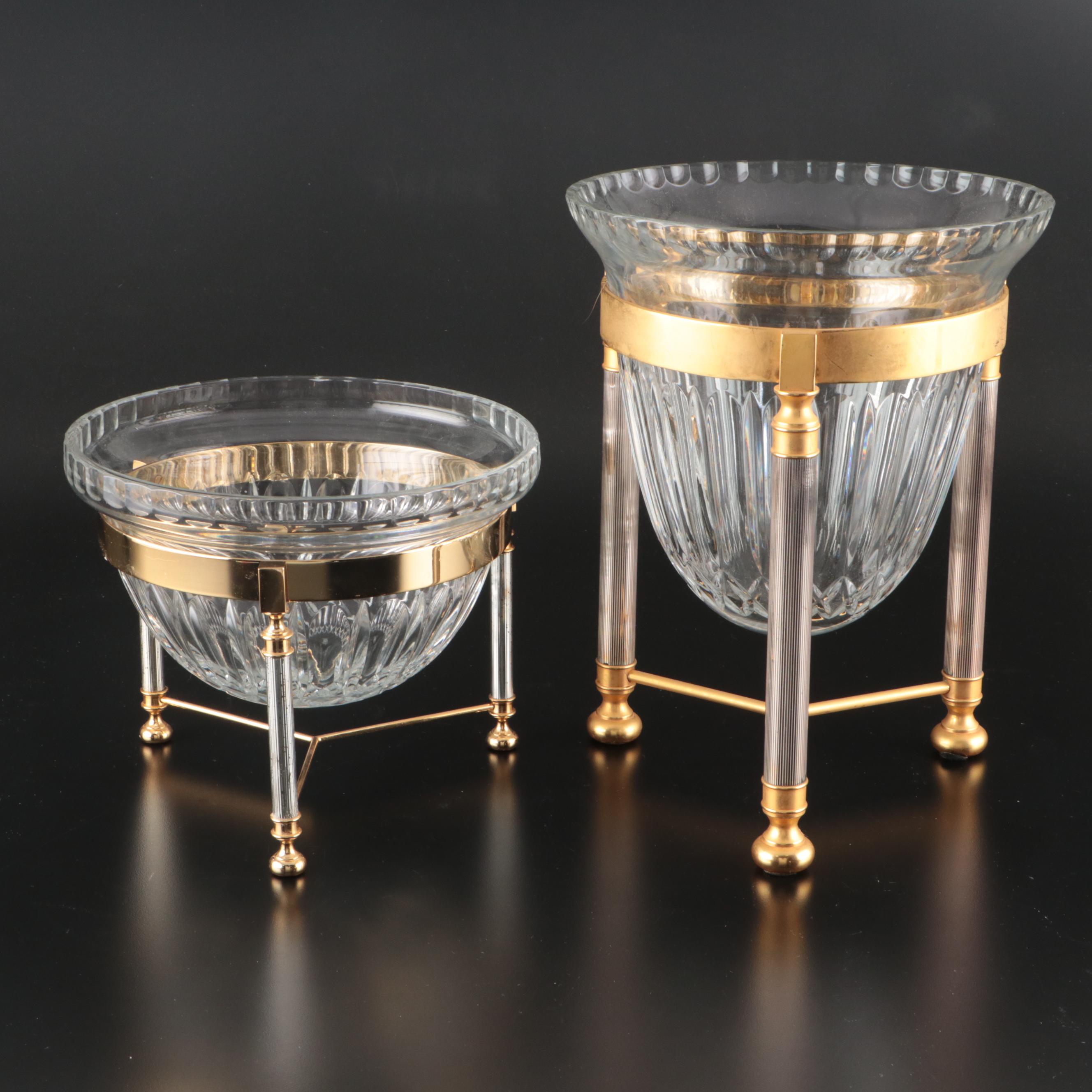 Design Guild Crystal Ice and Champagne Buckets with Metal Stands
