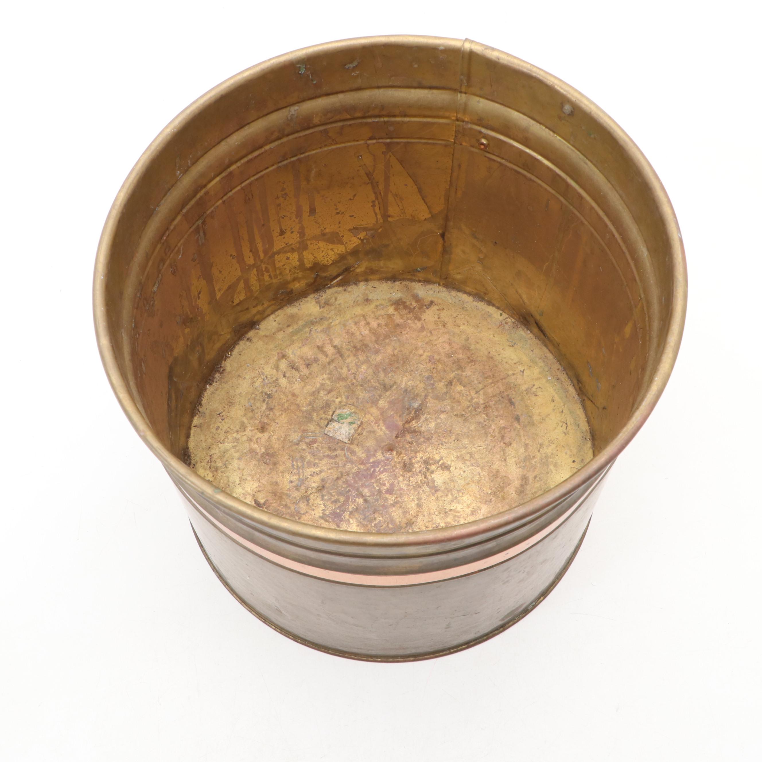 Butter Churn and Press with Solid Copper Plate and Copper Banded Brass Bucket