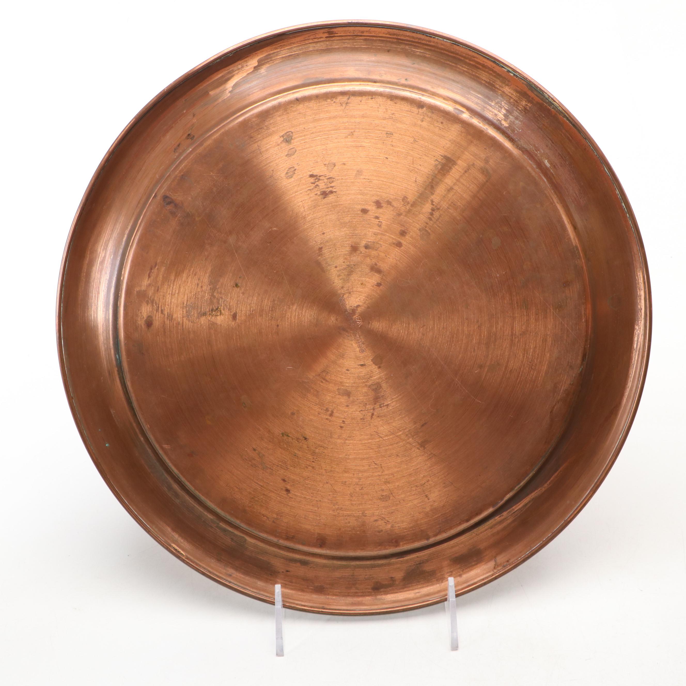 Butter Churn and Press with Solid Copper Plate and Copper Banded Brass Bucket