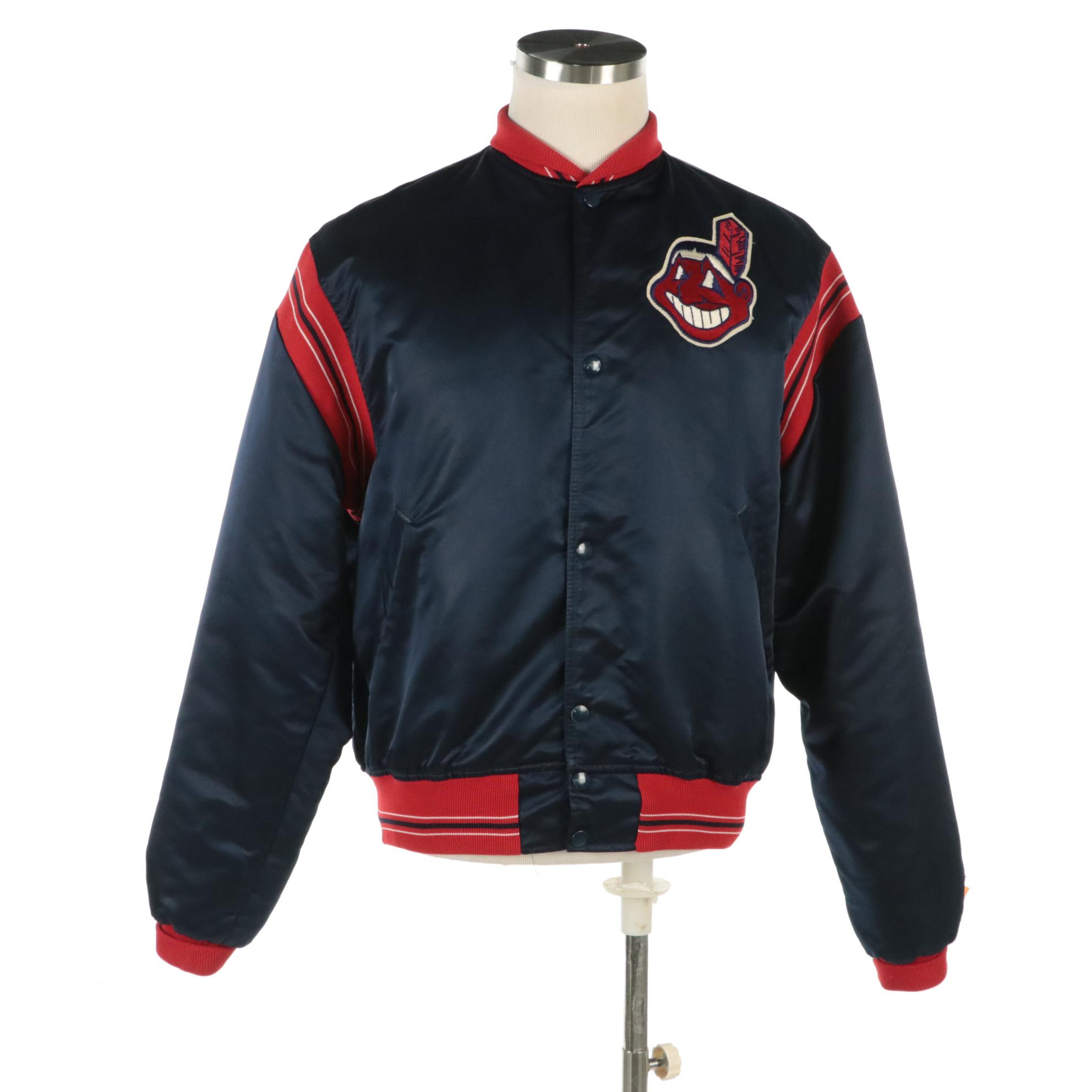 Men's Vintage Starter Diamond Collection Cleveland Indians Nylon Bomber Jacket