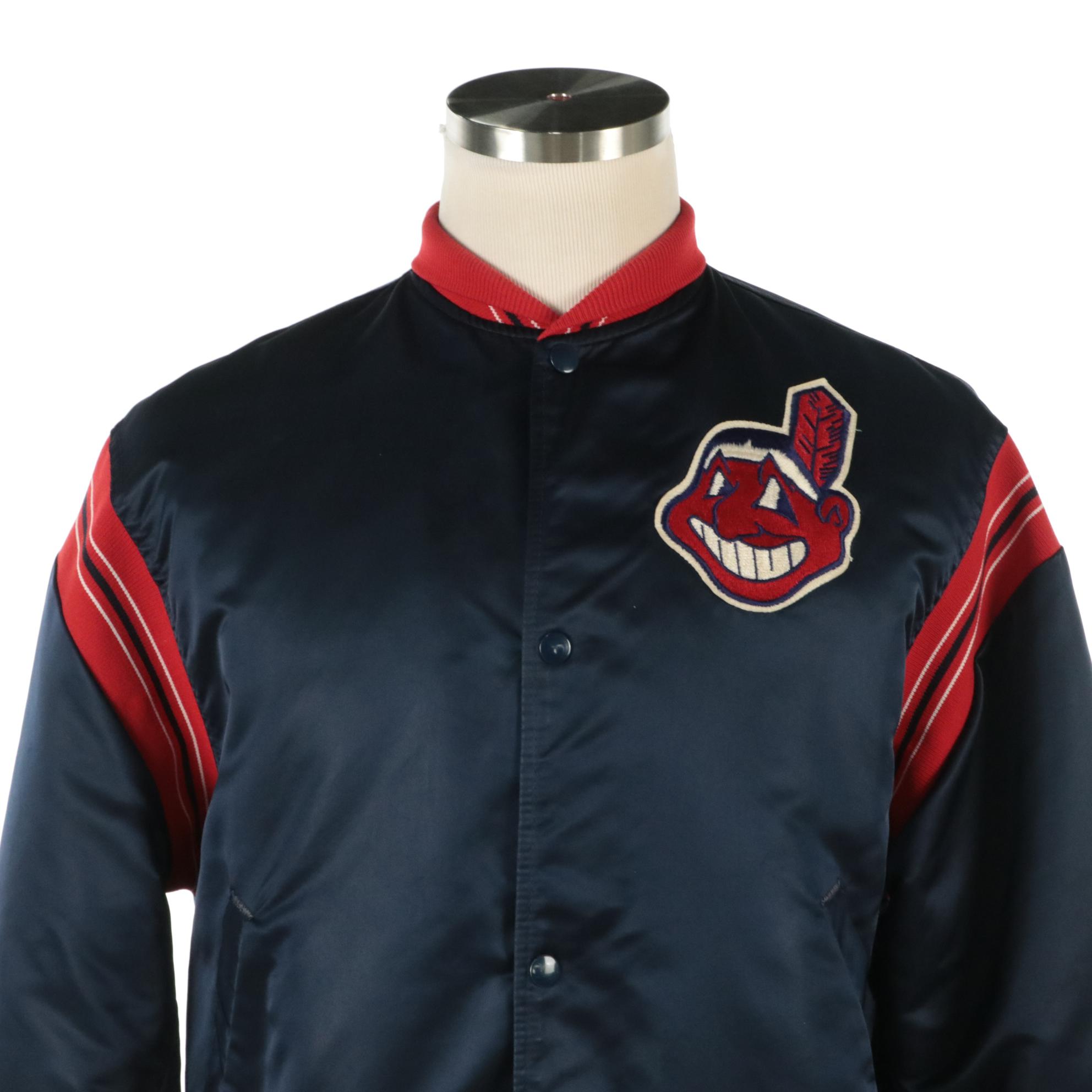 Men's Vintage Starter Diamond Collection Cleveland Indians Nylon Bomber Jacket