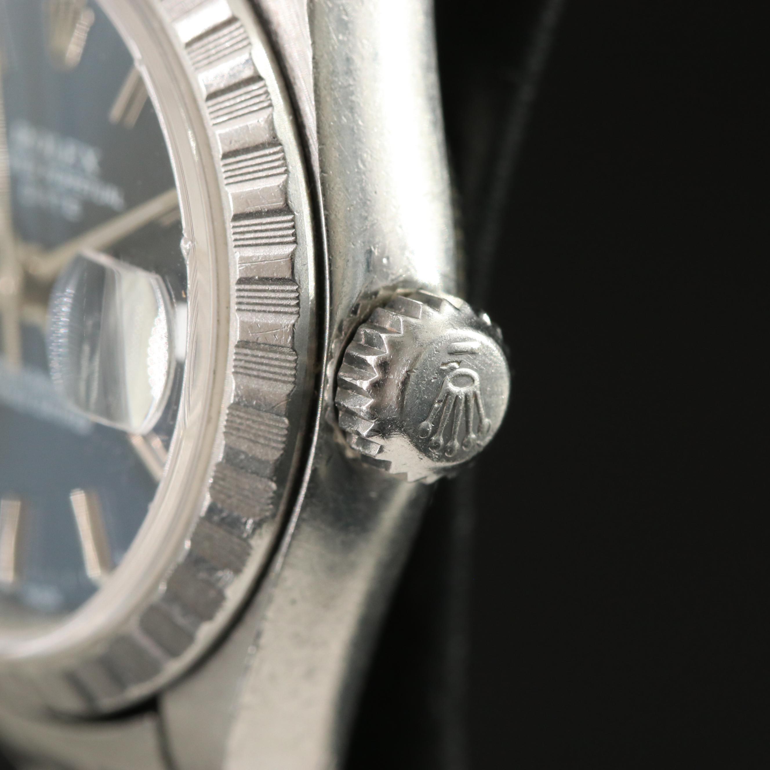 2001 Rolex Oyster Perpetual Blue Dial Steel Date Watch