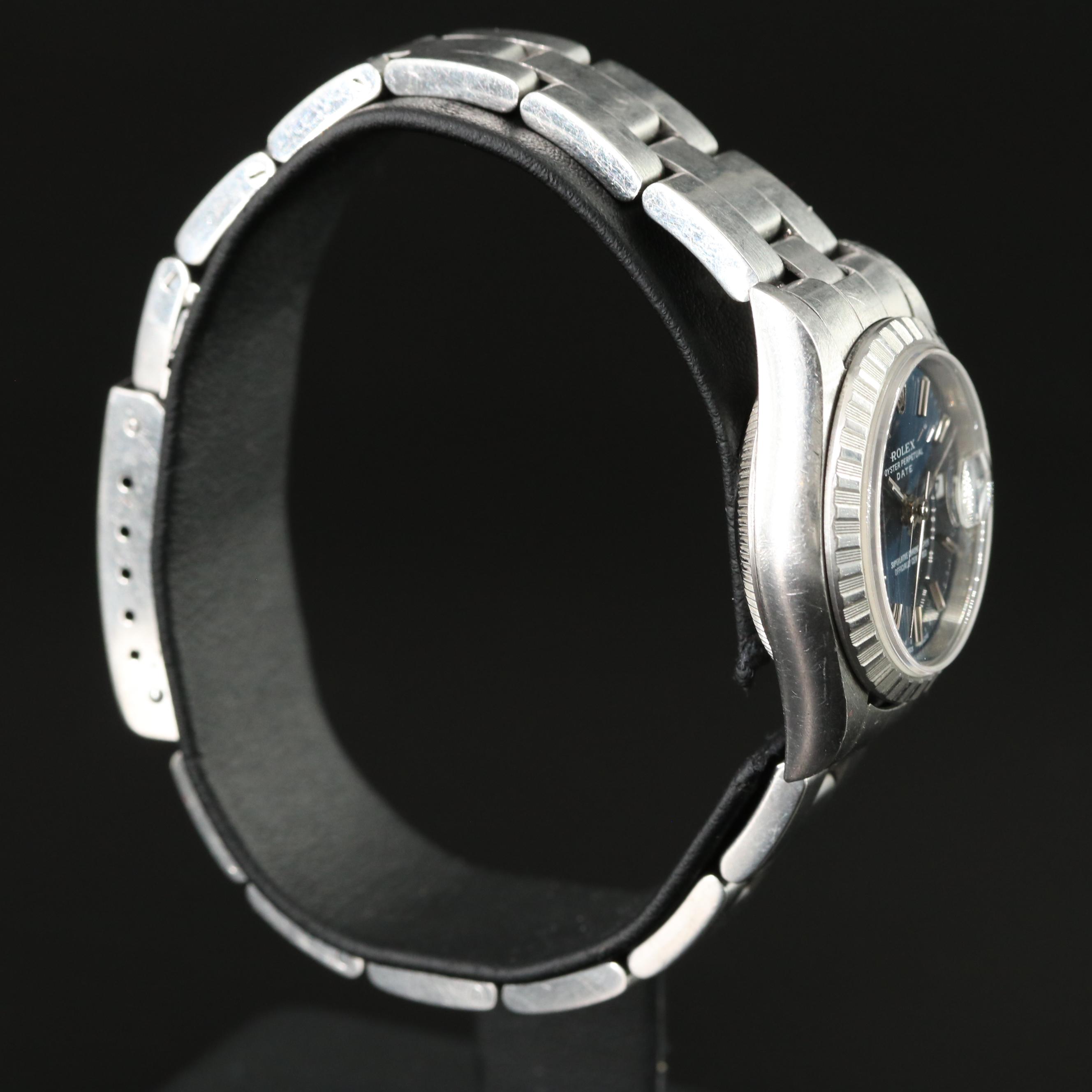 2001 Rolex Oyster Perpetual Blue Dial Steel Date Watch