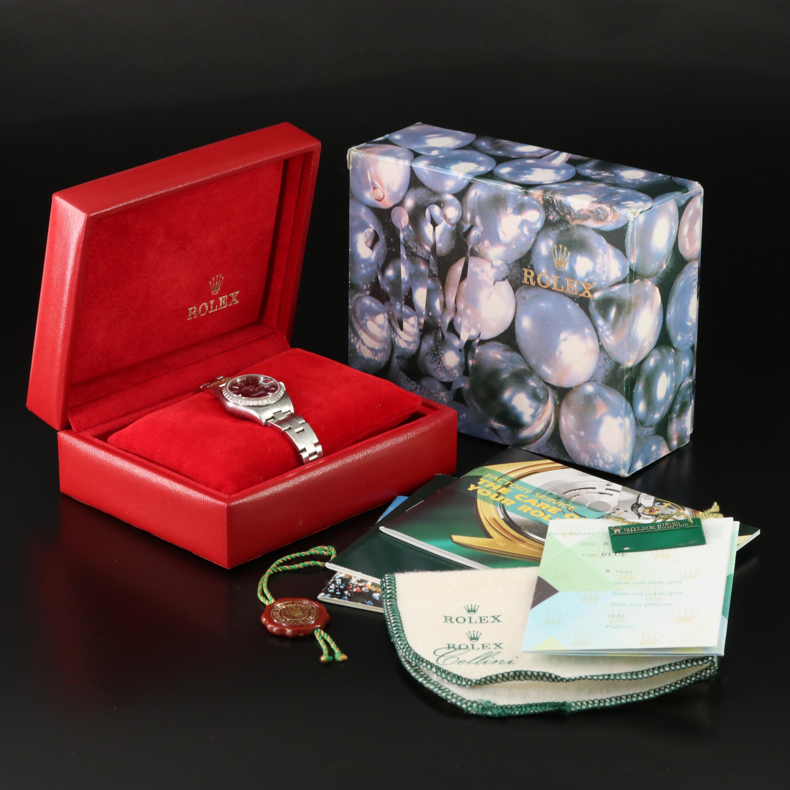 2001 Rolex Oyster Perpetual Blue Dial Steel Date Watch