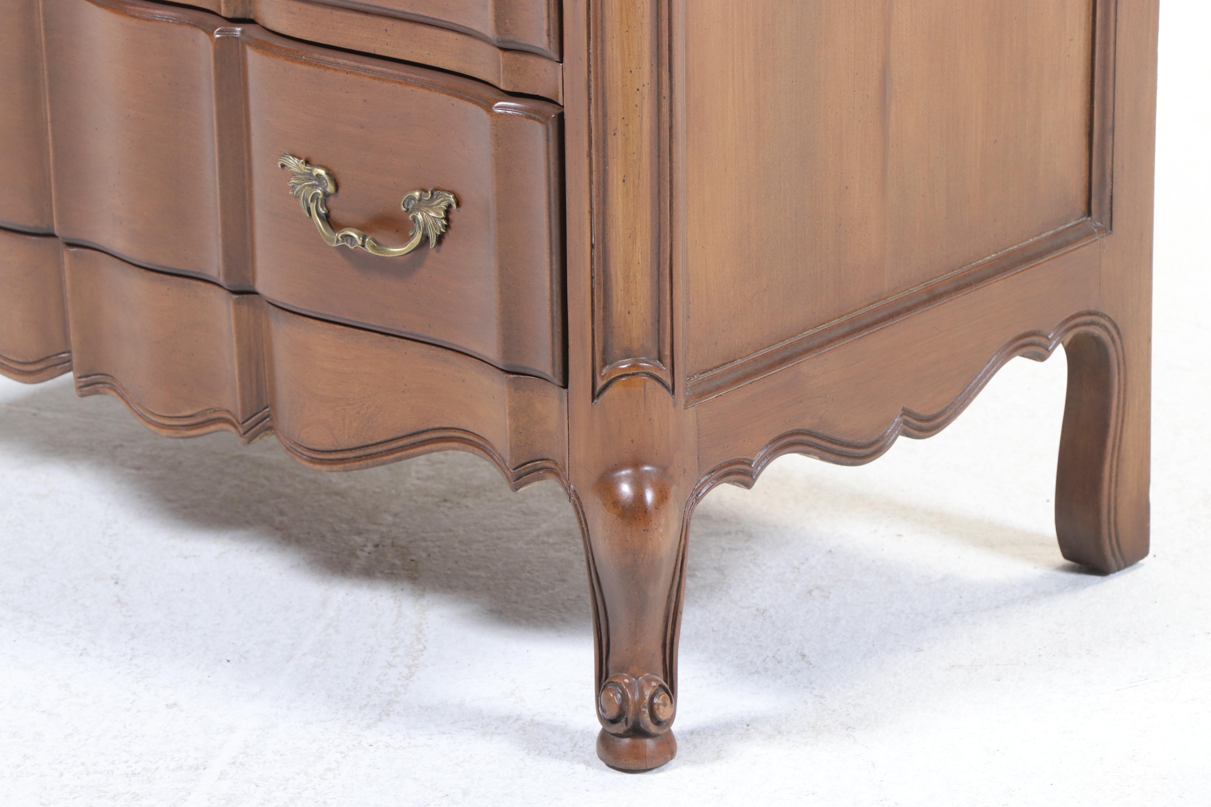 Louis XV Style Cherrywood Serpentine-Front Secrétaire Commode, 20th Century