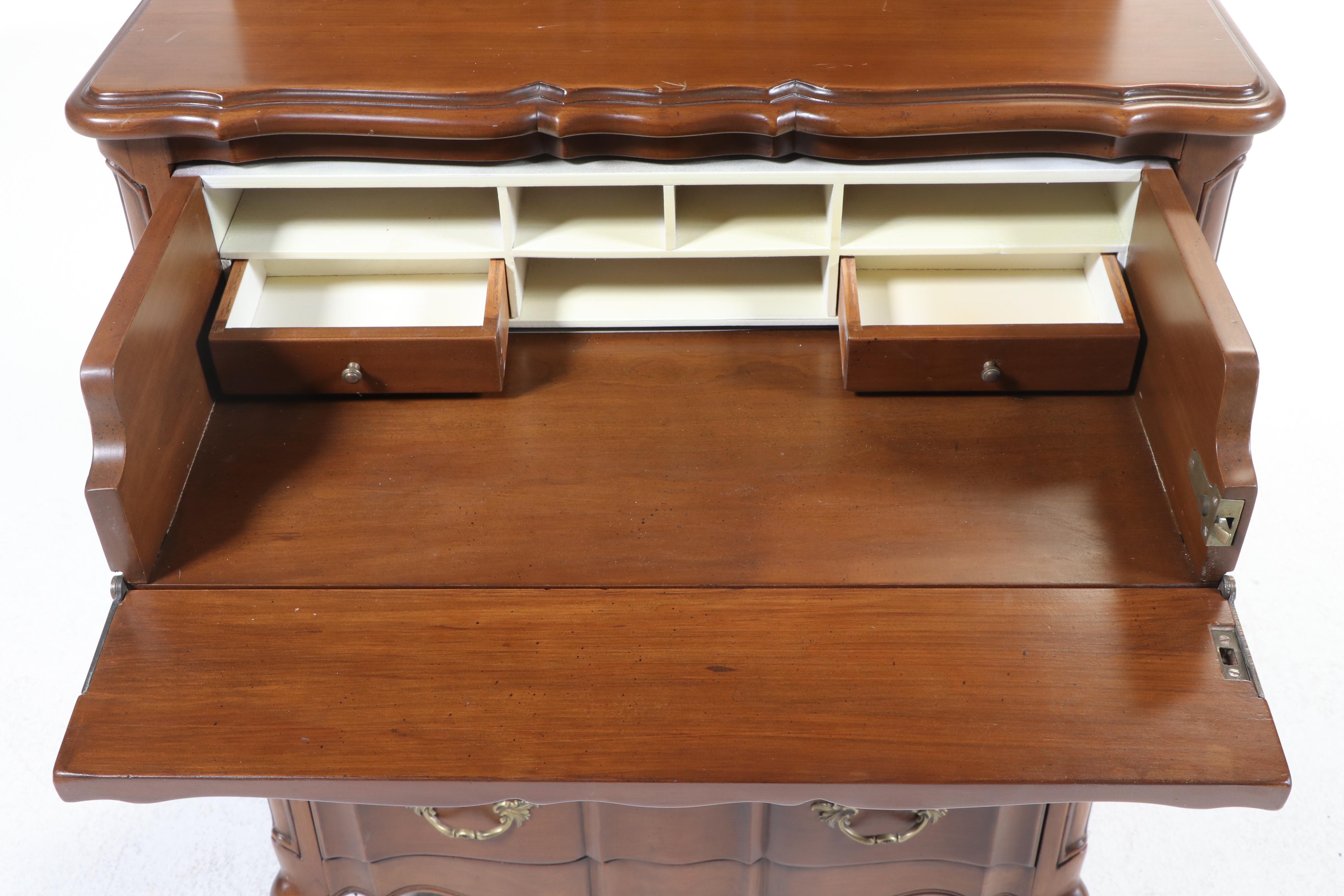 Louis XV Style Cherrywood Serpentine-Front Secrétaire Commode, 20th Century
