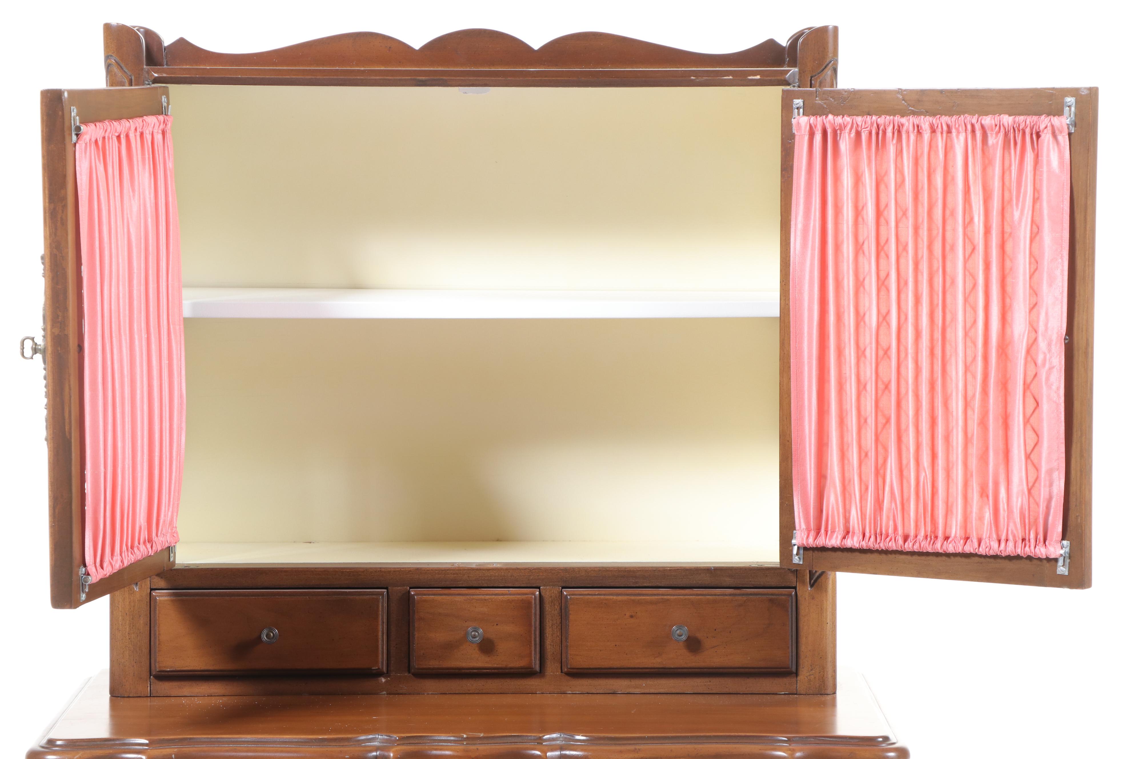 Louis XV Style Cherrywood Serpentine-Front Secrétaire Commode, 20th Century