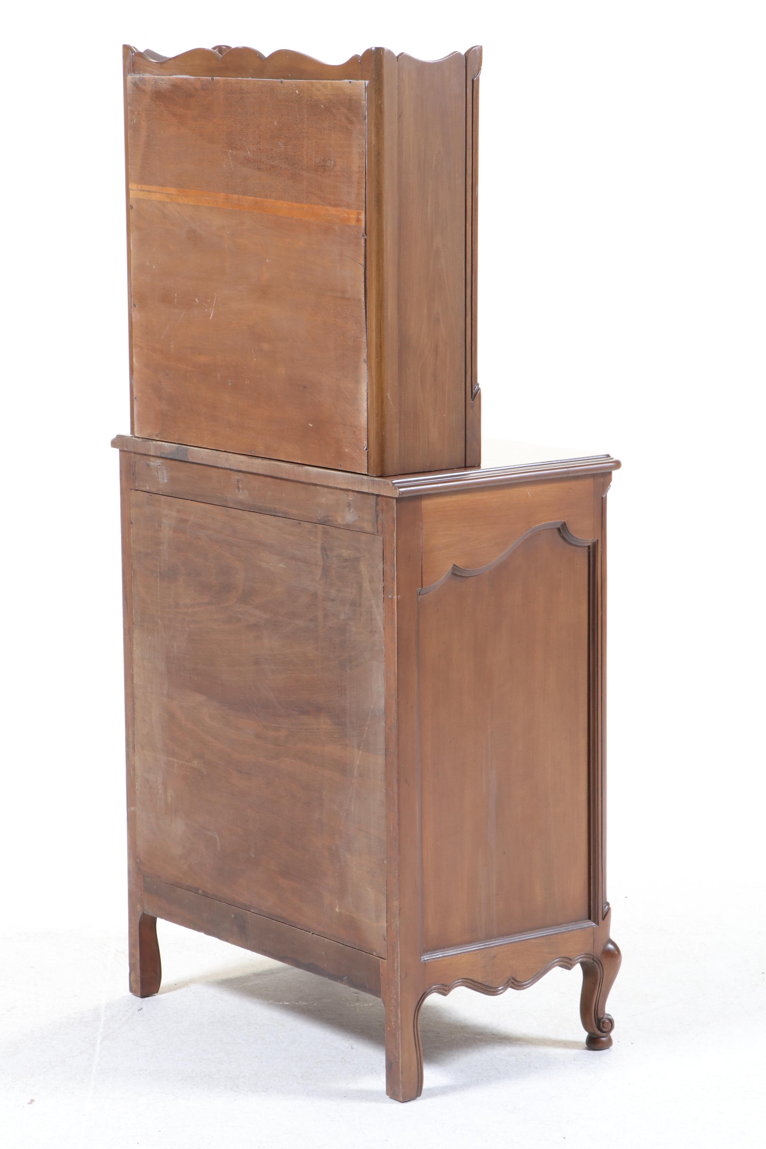 Louis XV Style Cherrywood Serpentine-Front Secrétaire Commode, 20th Century