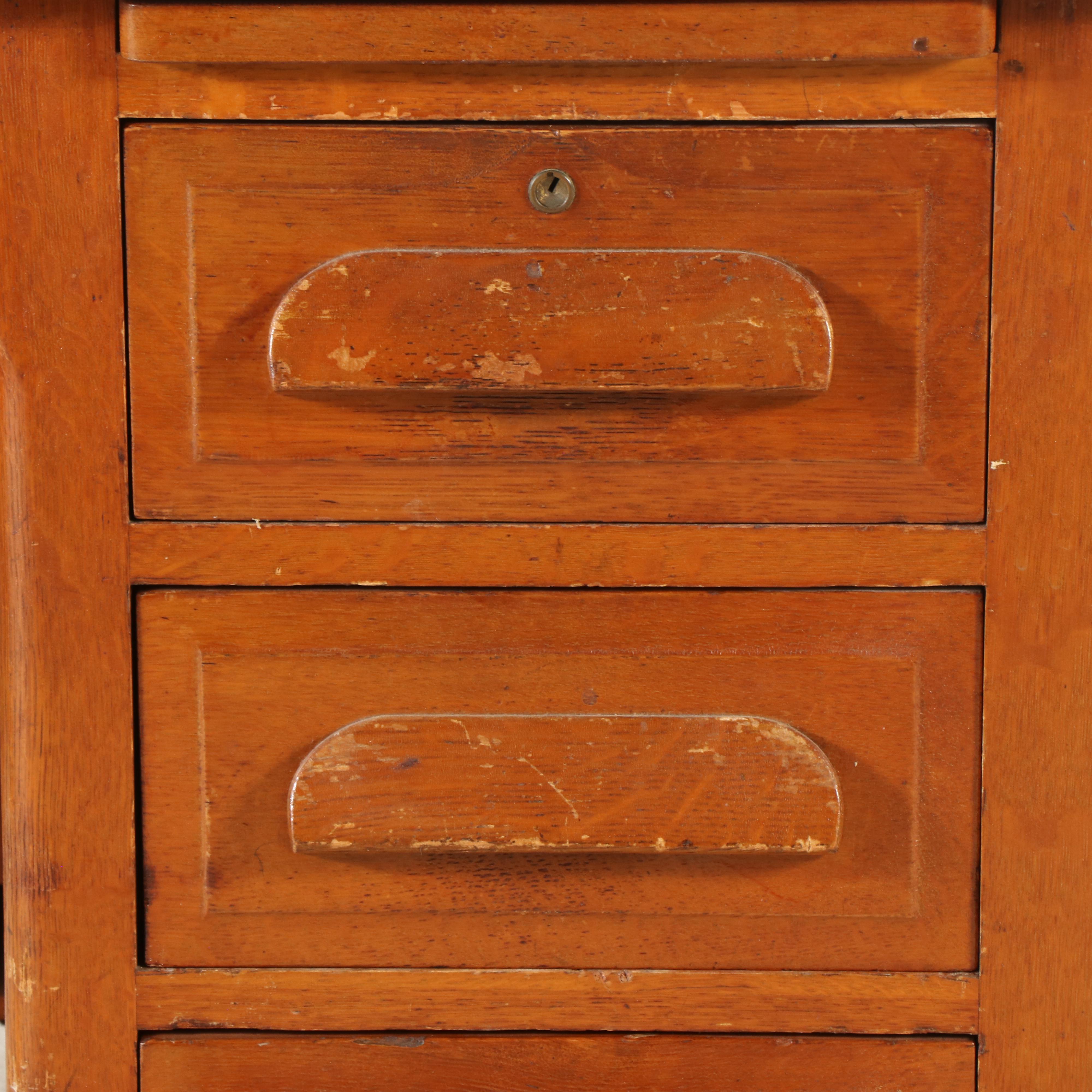 Mid Century Modern Wood Typewriter Desk with L. C. Smith & Corona Typewriter