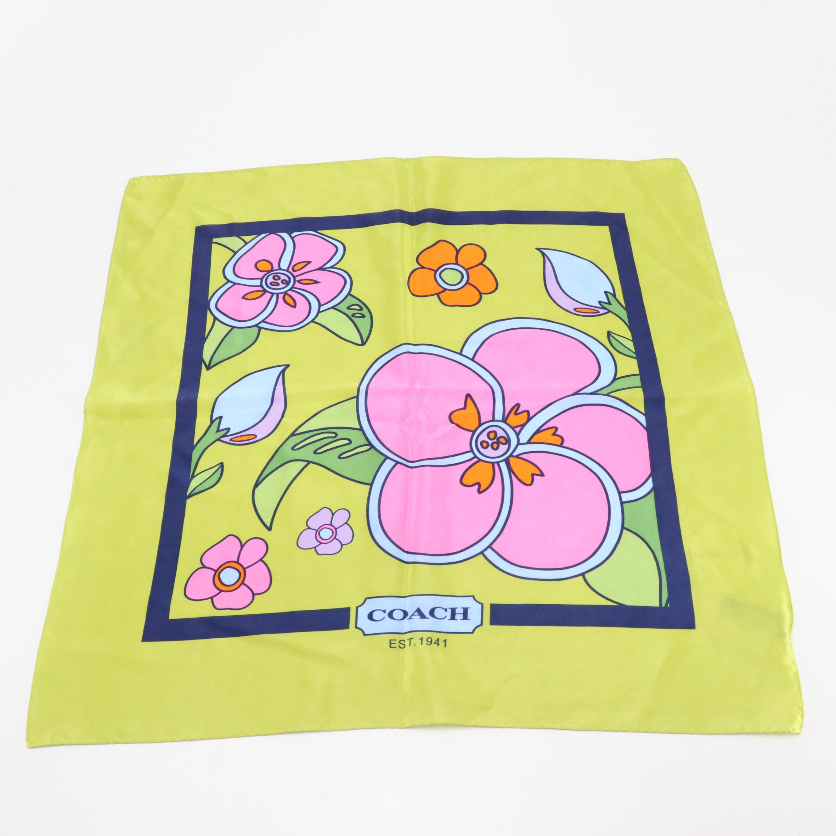 Coach Silk Floral Printed Square Scarf and J. D'Ormont Narrow Scarf