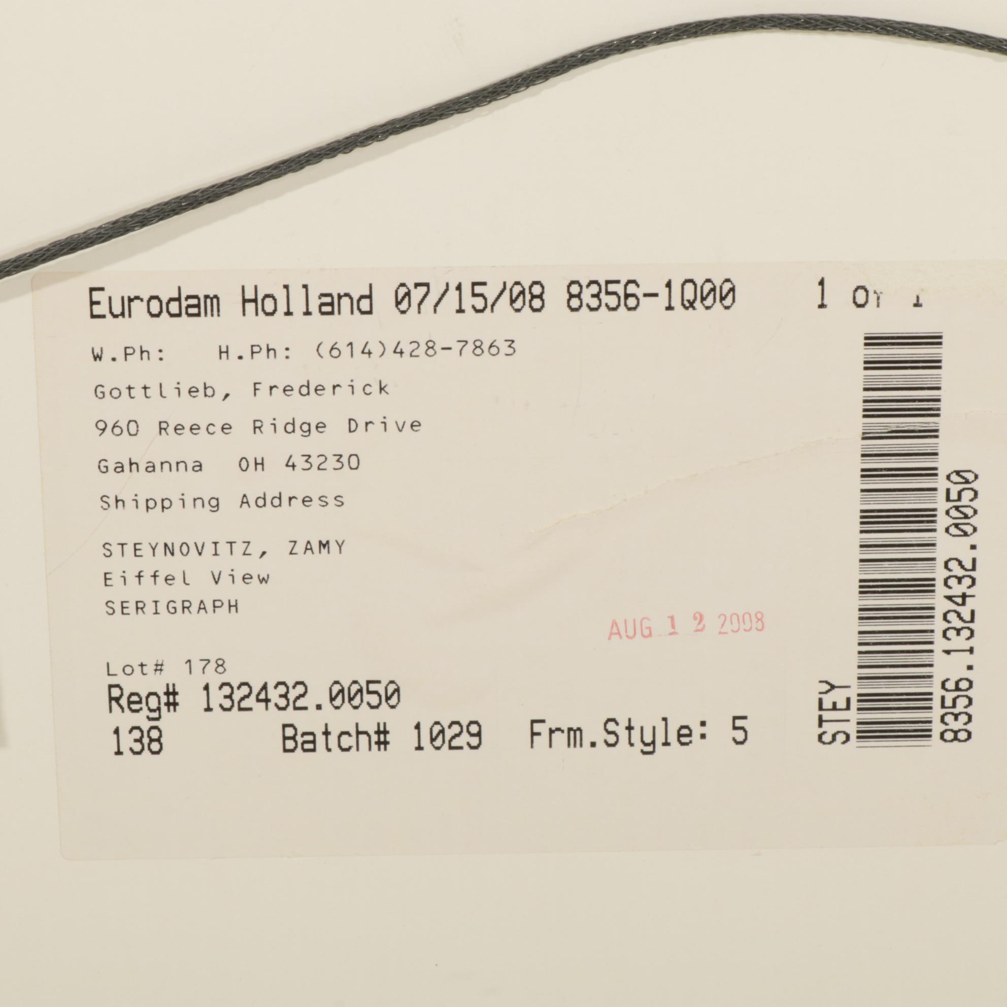 Zamy Steynovitz Artist's Proof Signed Serigraph "Eiffel Flowers"