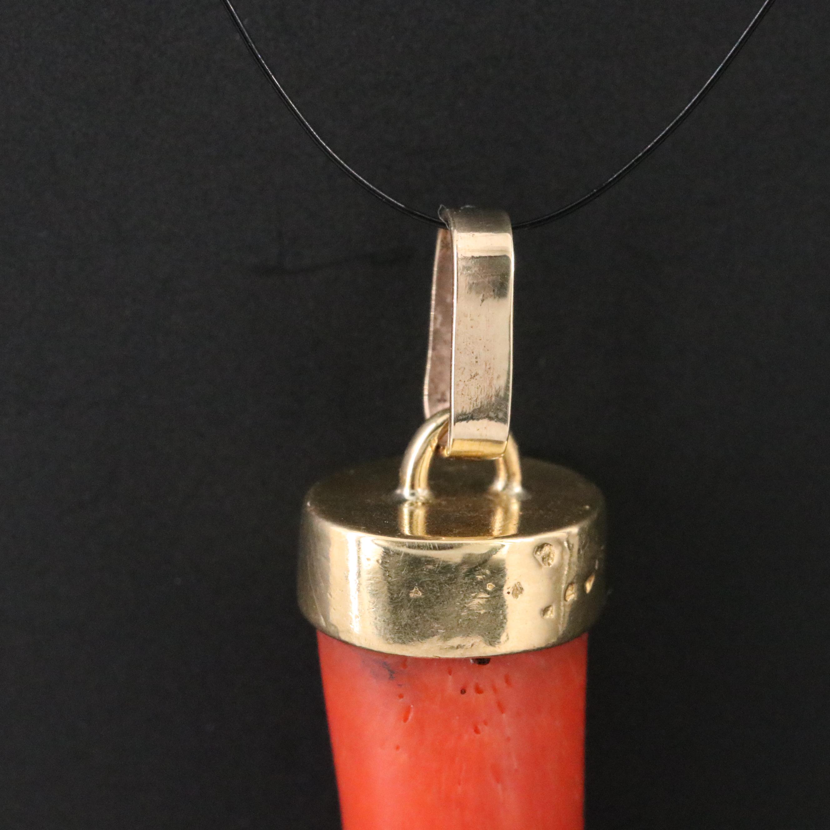 Vintage 14K Carved Coral Figa Pendant