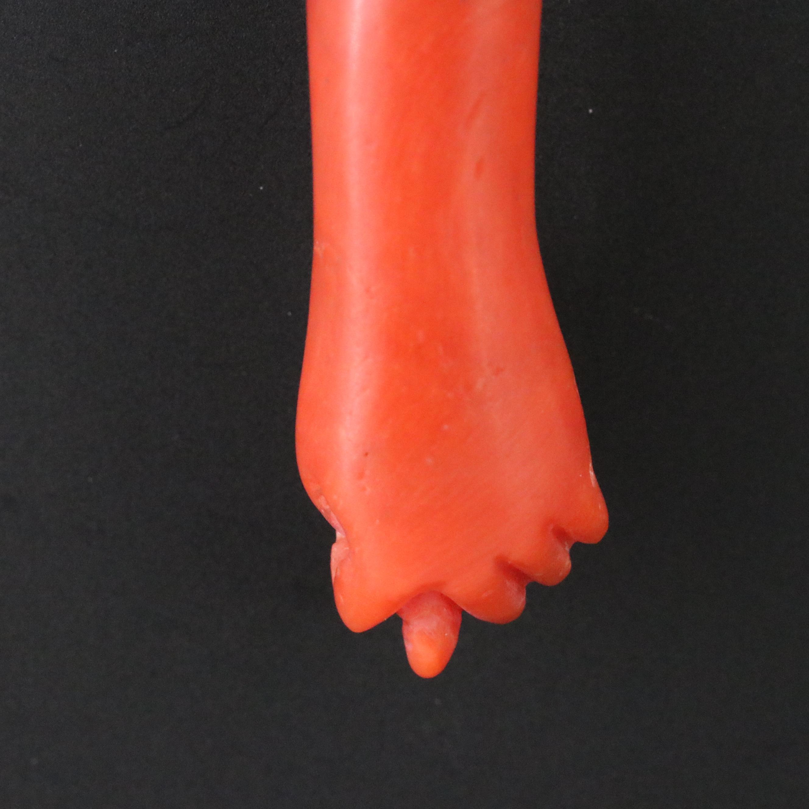 Vintage 14K Carved Coral Figa Pendant