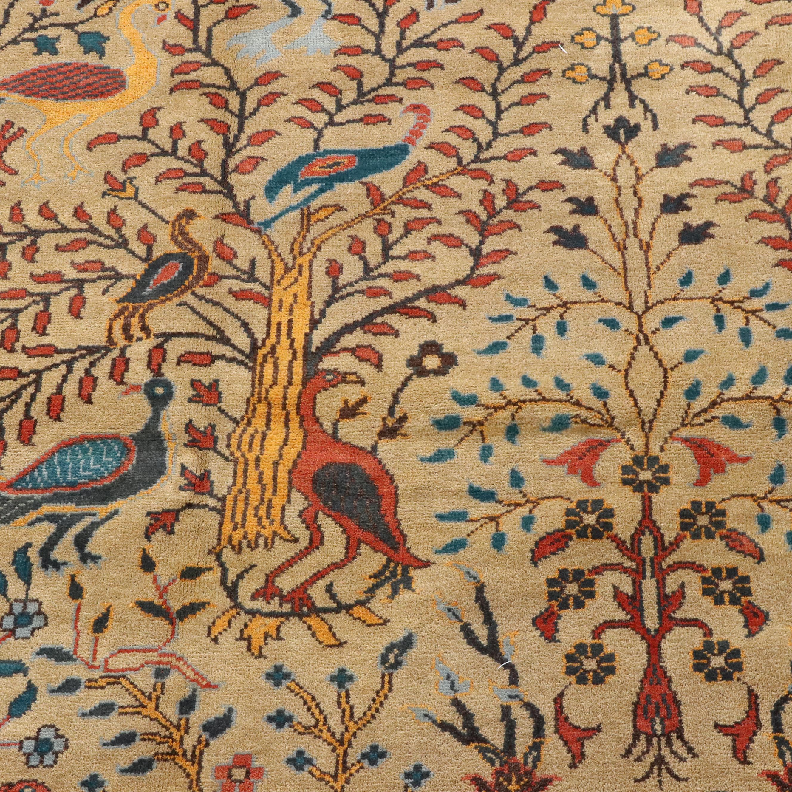 8'10 x 12'1 Hand-Knotted Indo-Persian Pictorial Room-Sized Rug