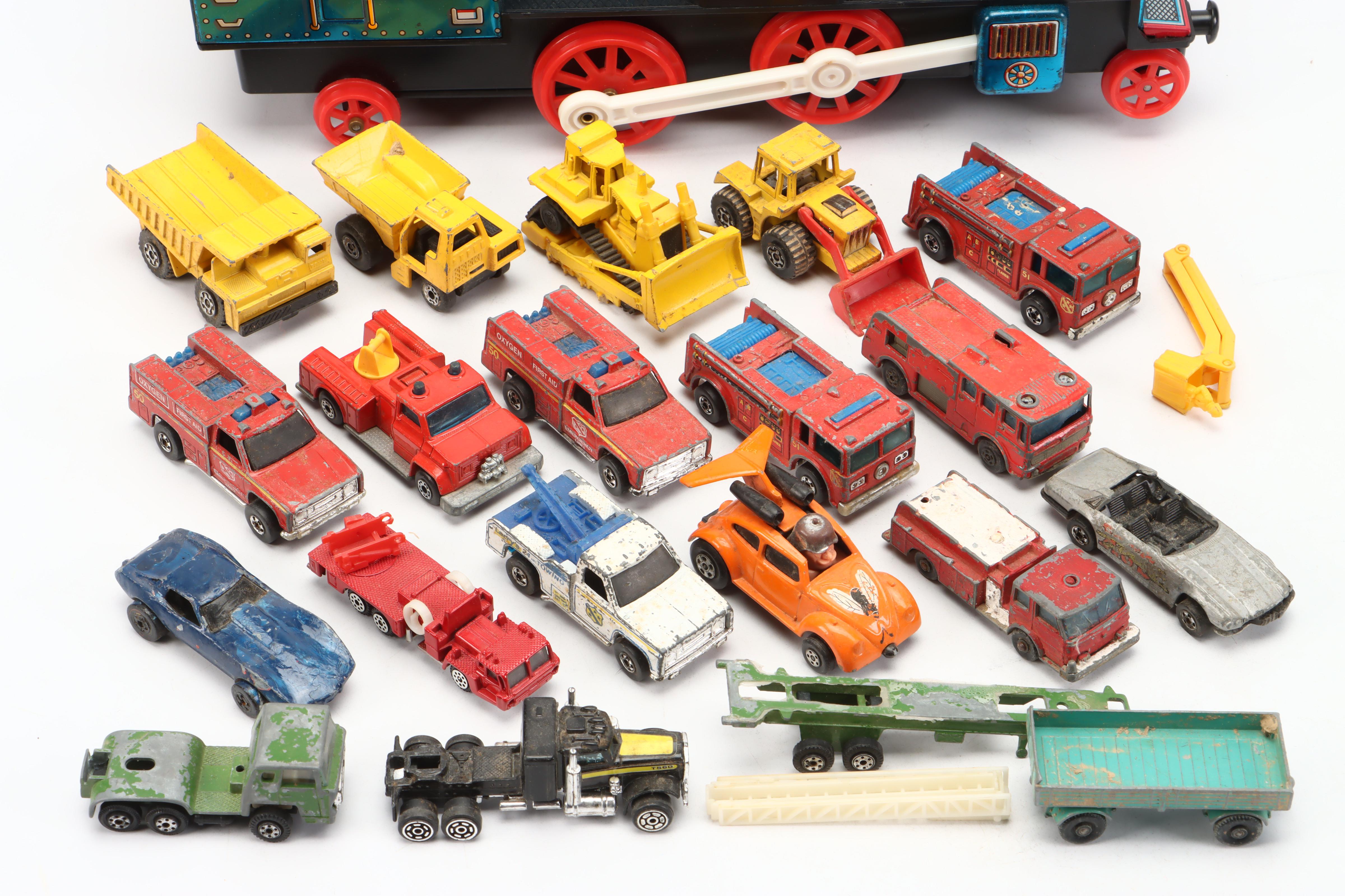 Hot Wheels and Matchbox Toy Trucks and Construction Equipment, 1970s