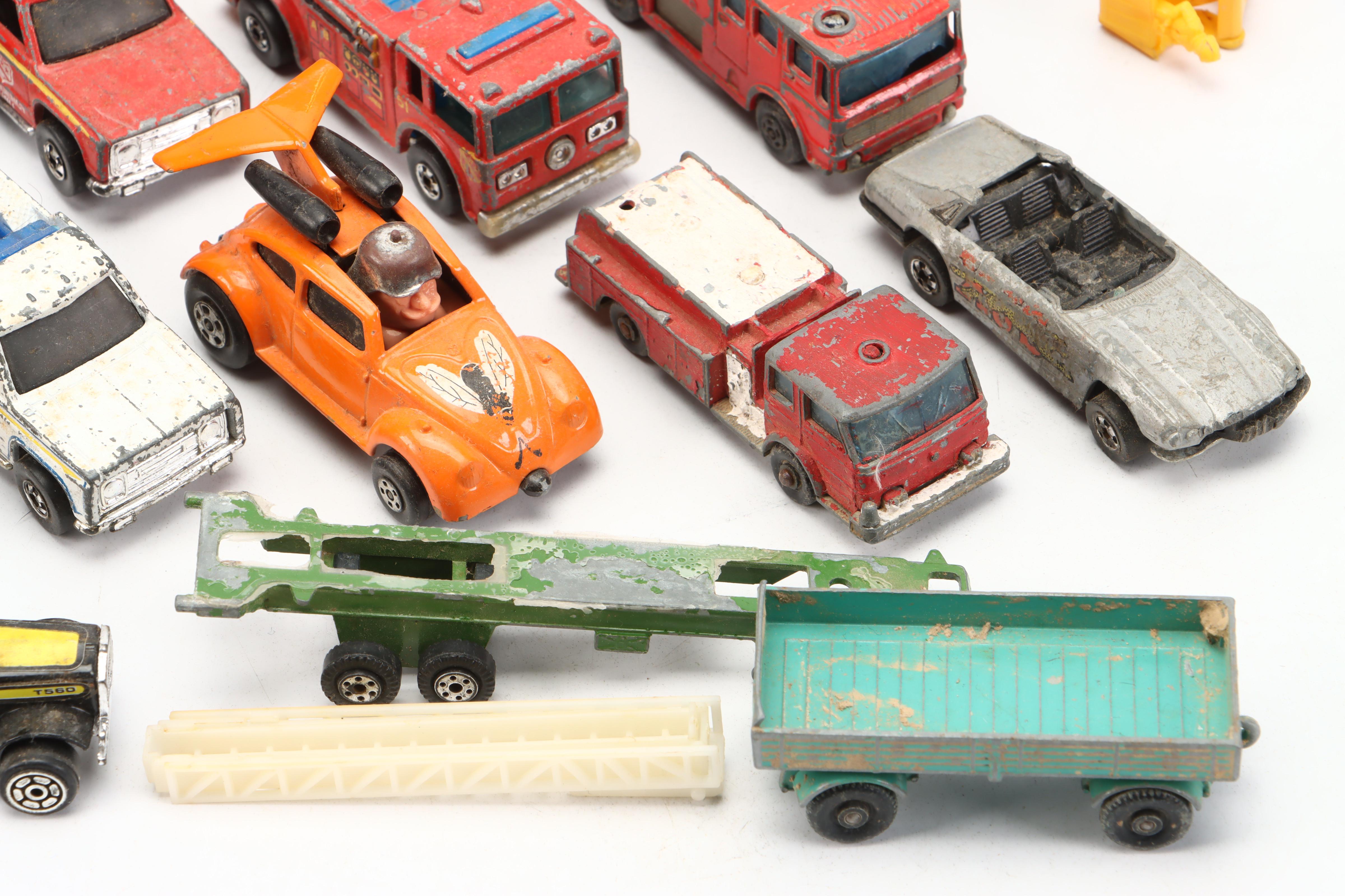 Hot Wheels and Matchbox Toy Trucks and Construction Equipment, 1970s