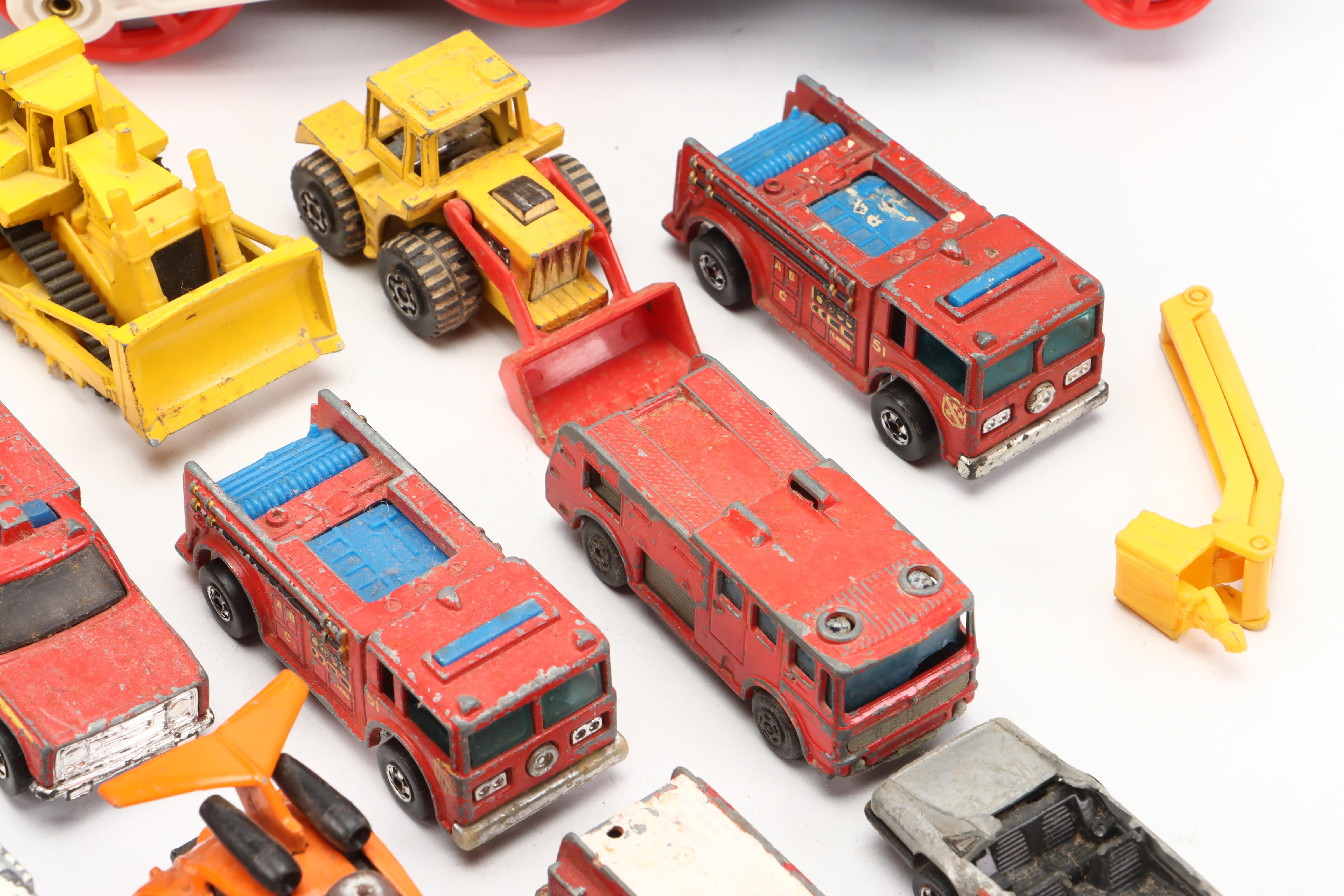 Hot Wheels and Matchbox Toy Trucks and Construction Equipment, 1970s