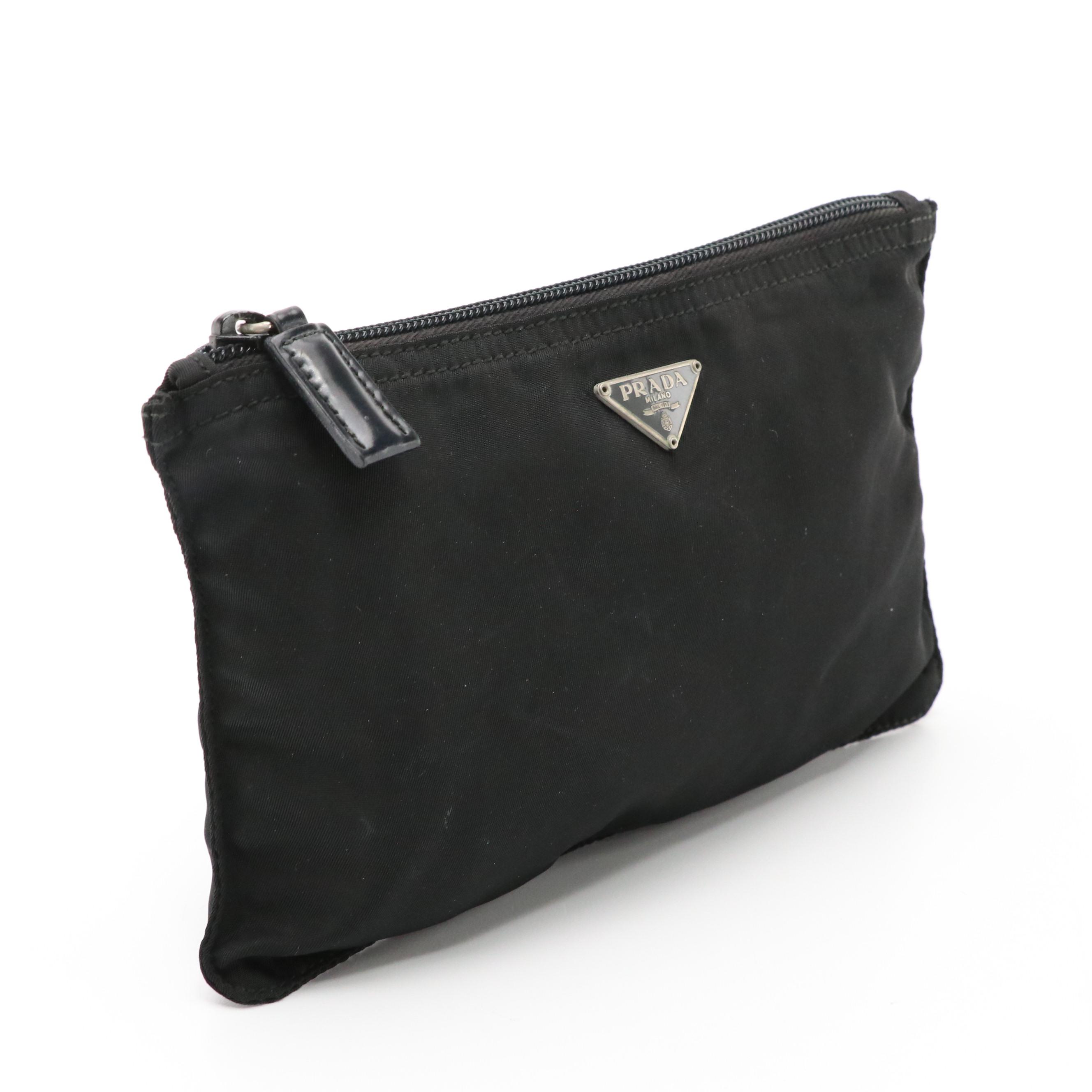 Prada Black Tessuto Nylon Zip Pouch