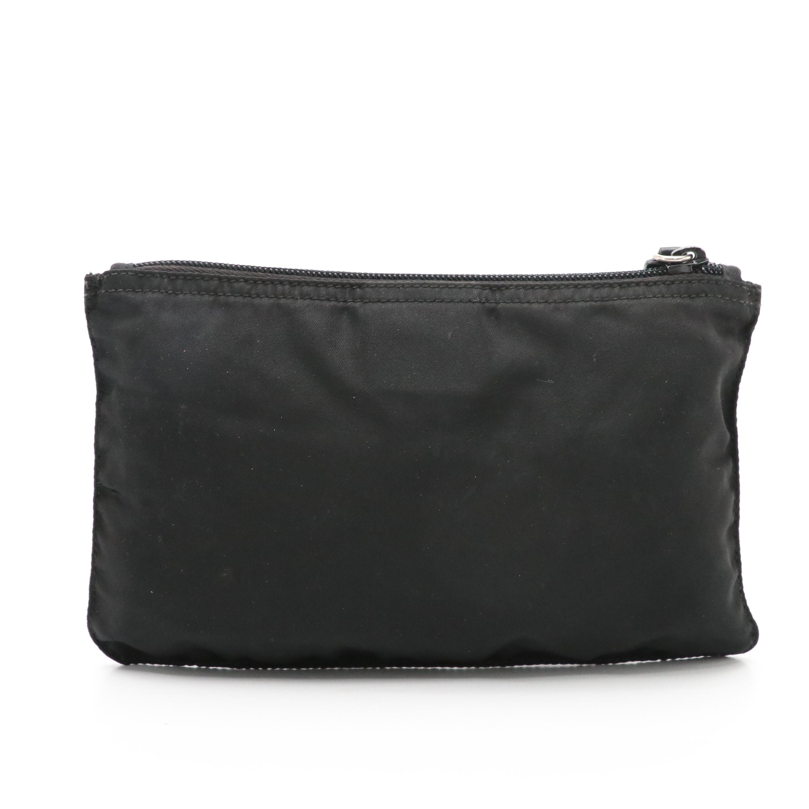 Prada Black Tessuto Nylon Zip Pouch