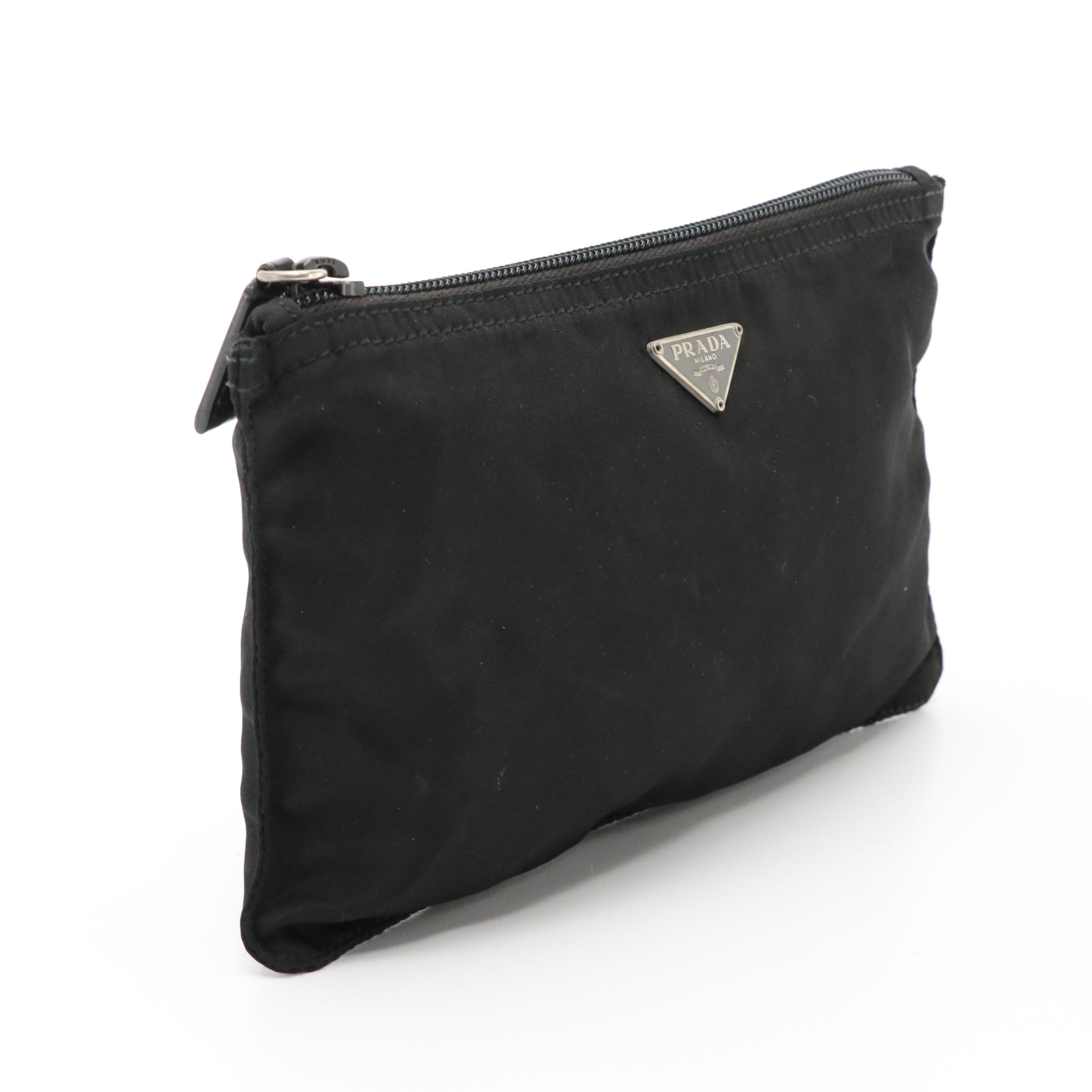 Prada Black Tessuto Nylon Zip Pouch
