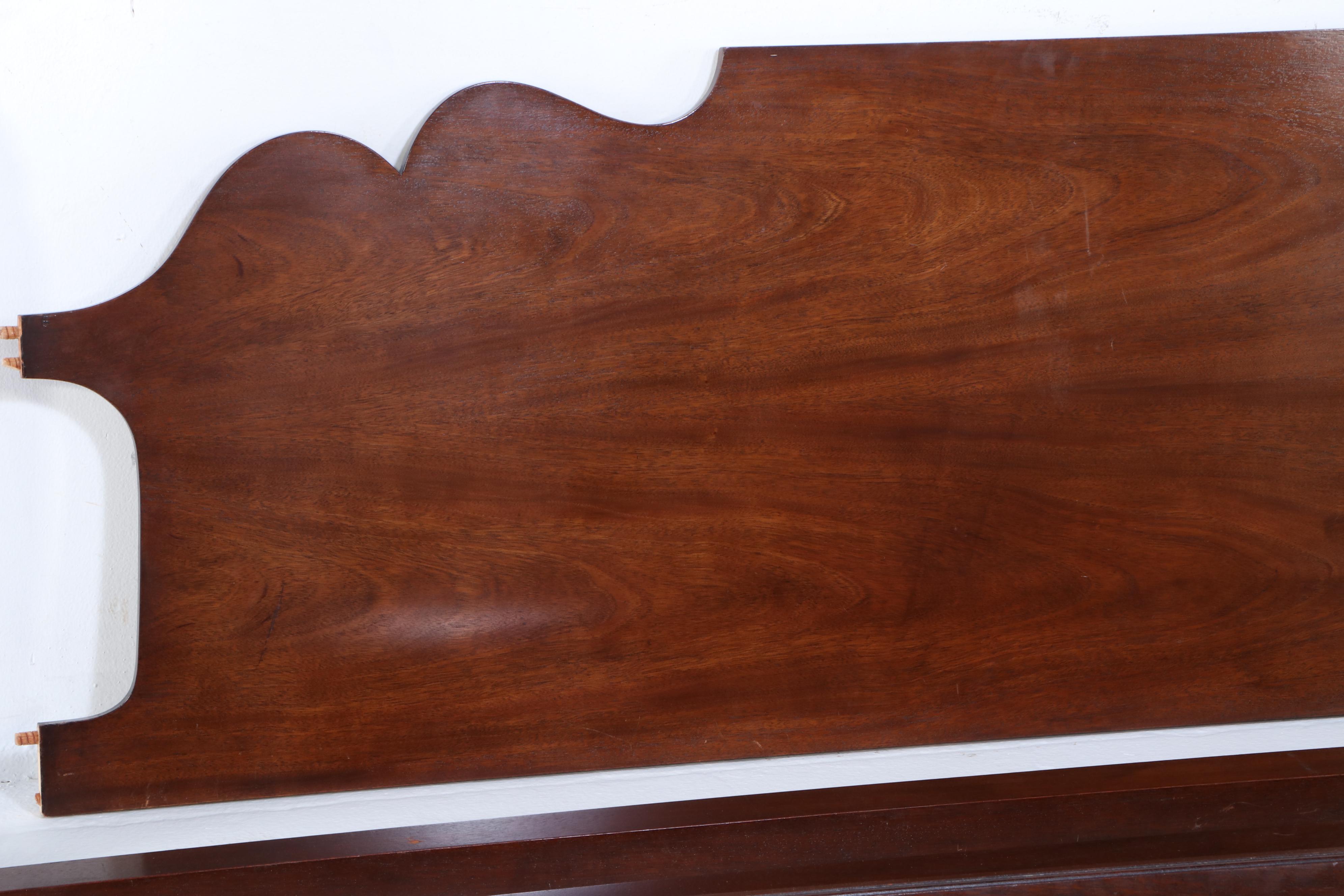 Baker Furniture Federal Style Mahogany King Size Bed Frame with Step Stool