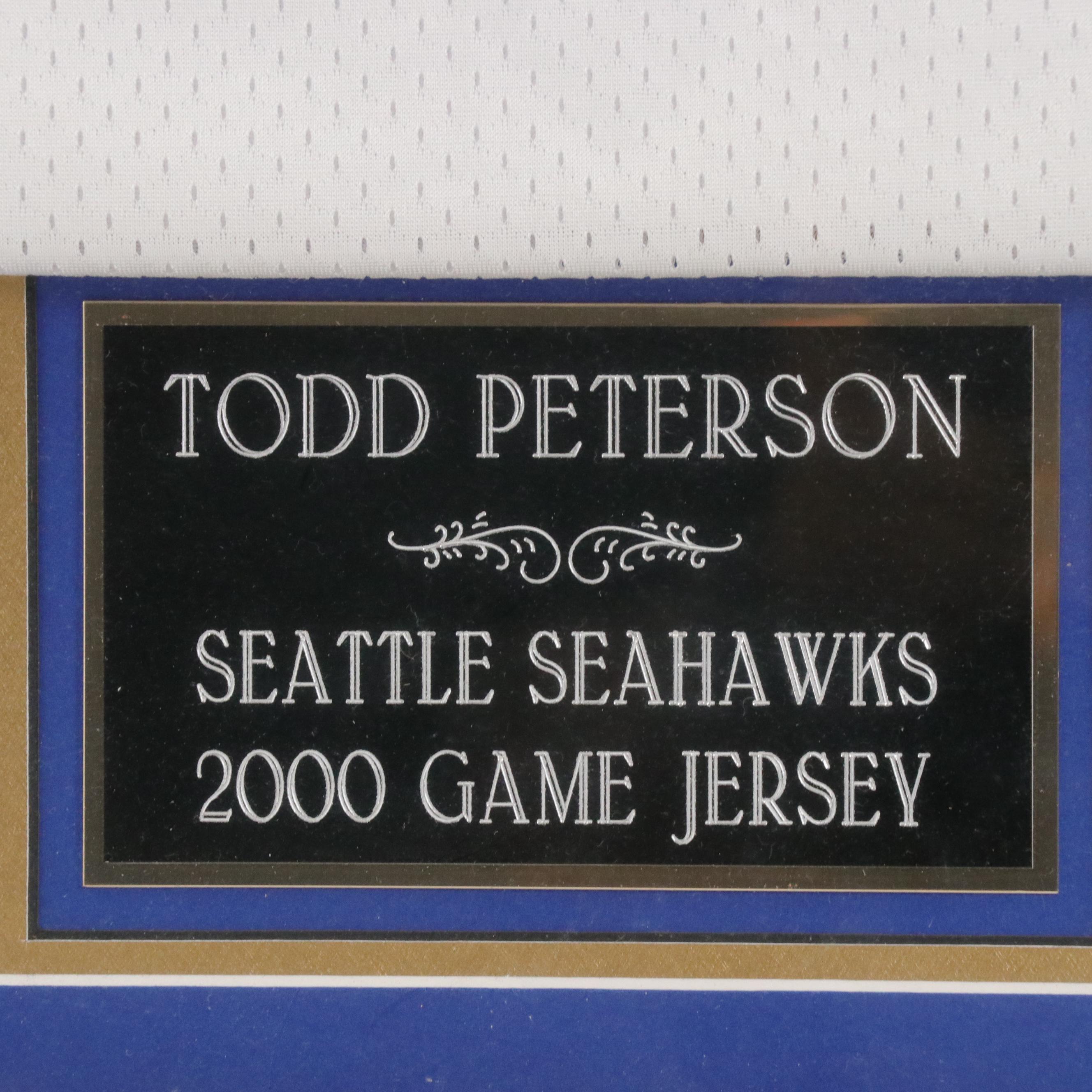 Signed Todd Peterson Seattle Seahawks NFL Game Jersey in Frame