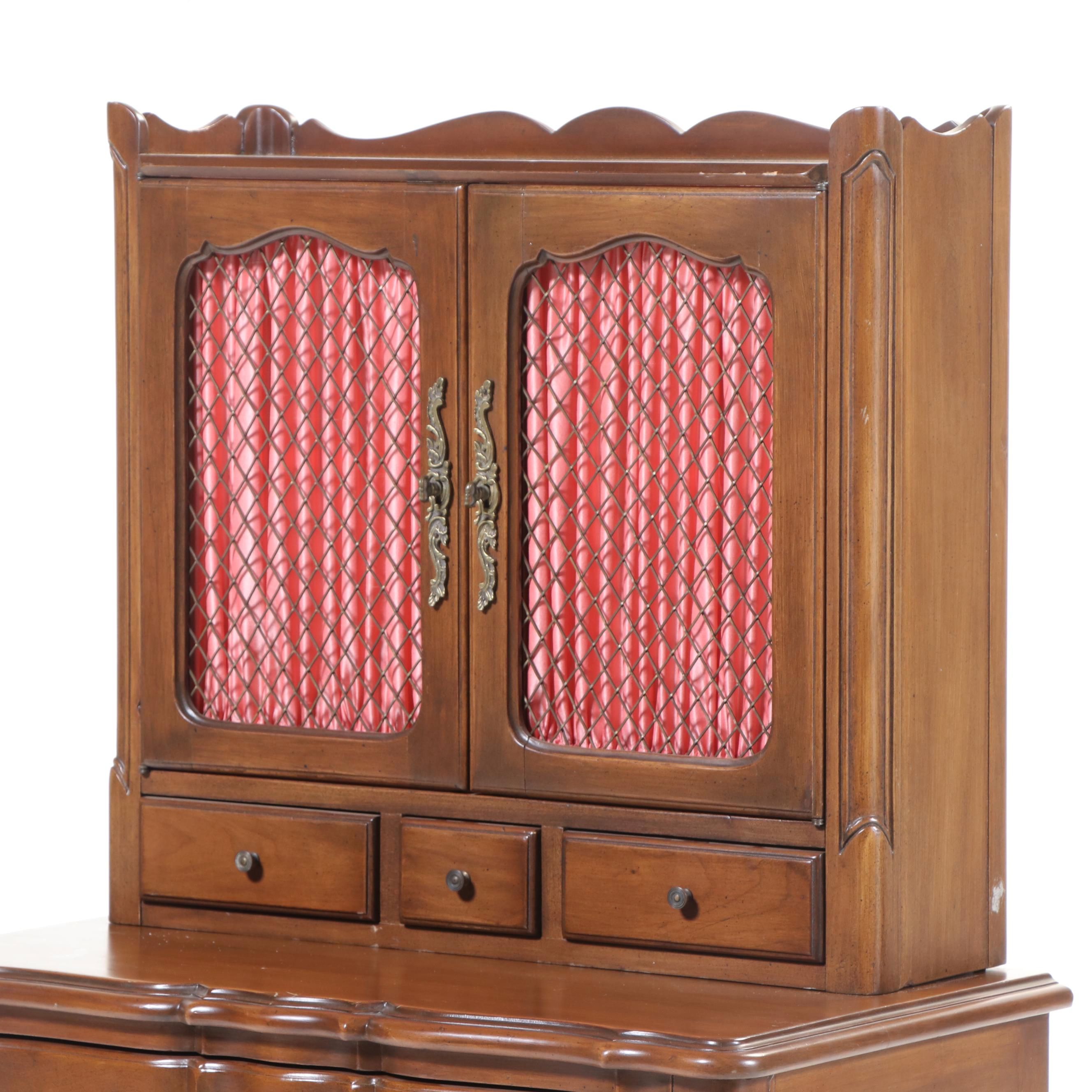 Louis XV Style Cherrywood Serpentine-Front Secrétaire Commode, 20th Century