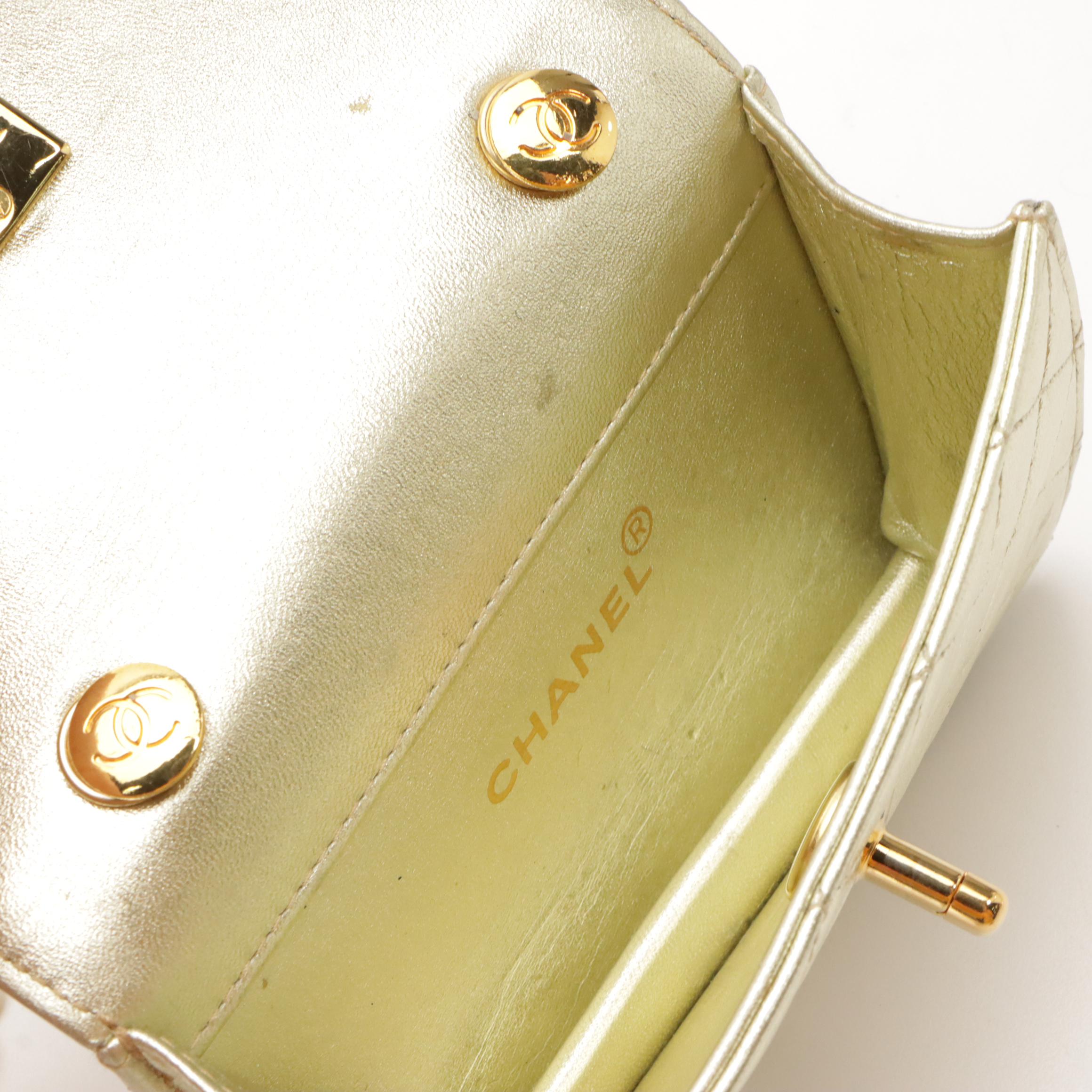 Chanel CC Mini Chain Bag in Quilted Metallic Lambskin Leather