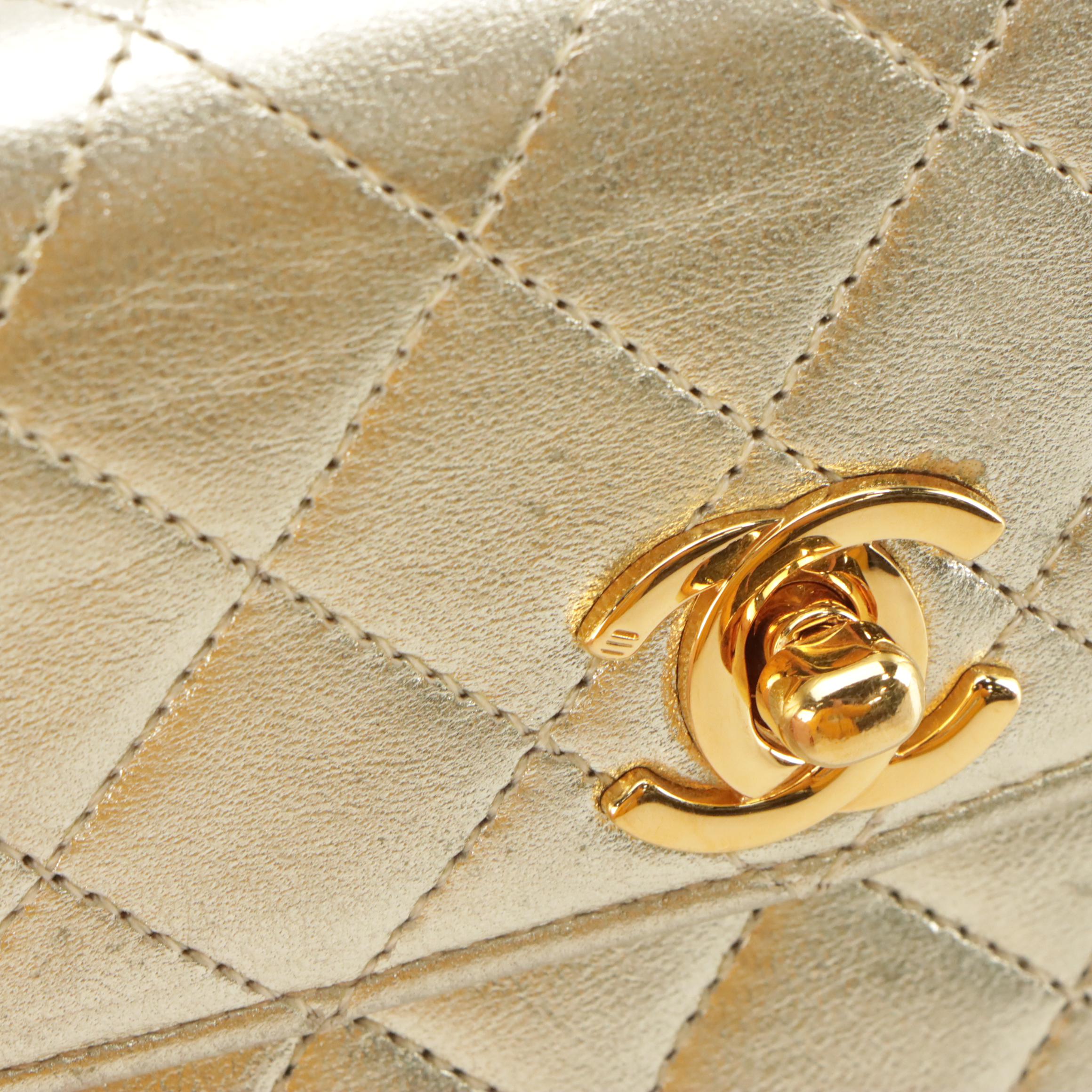 Chanel CC Mini Chain Bag in Quilted Metallic Lambskin Leather