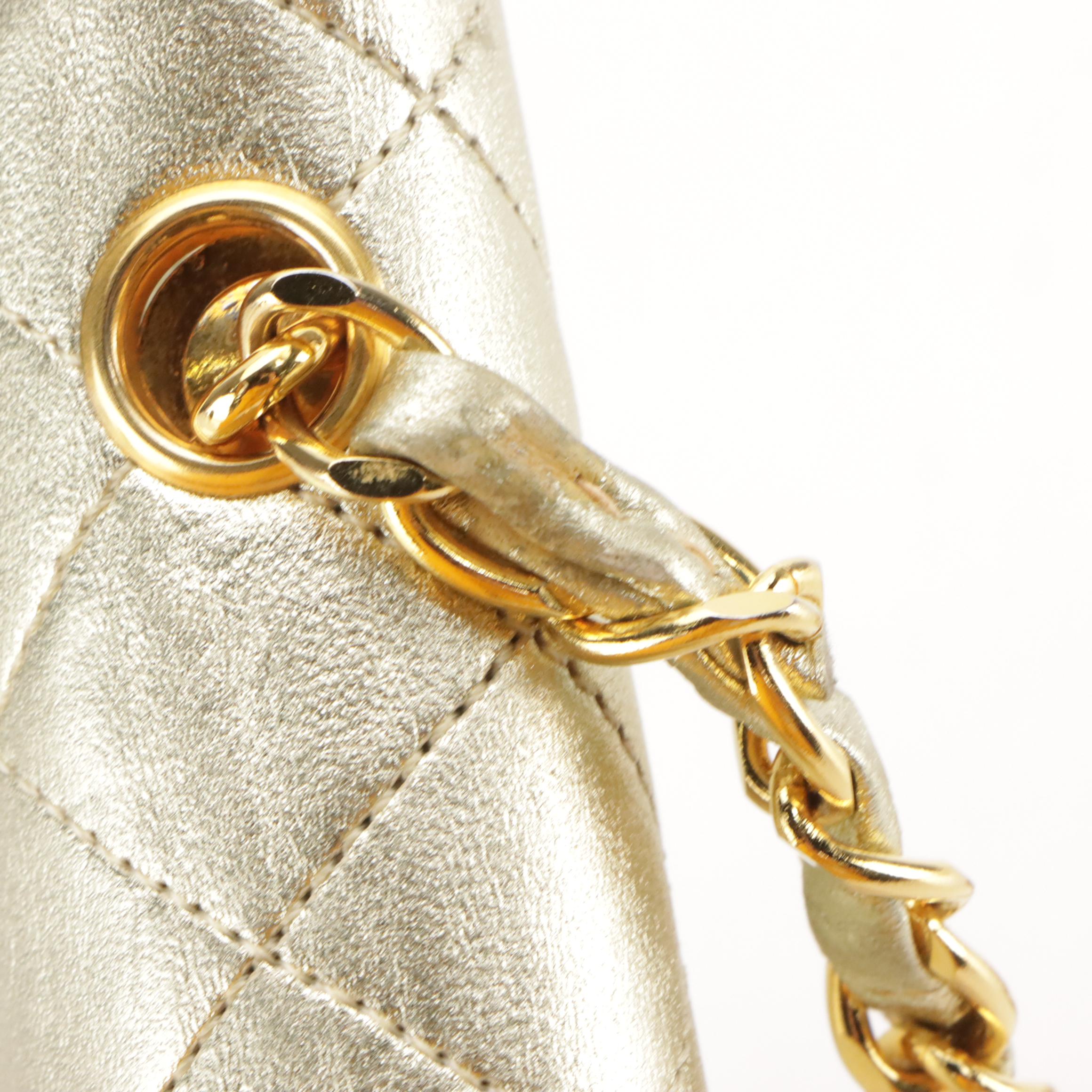 Chanel CC Mini Chain Bag in Quilted Metallic Lambskin Leather