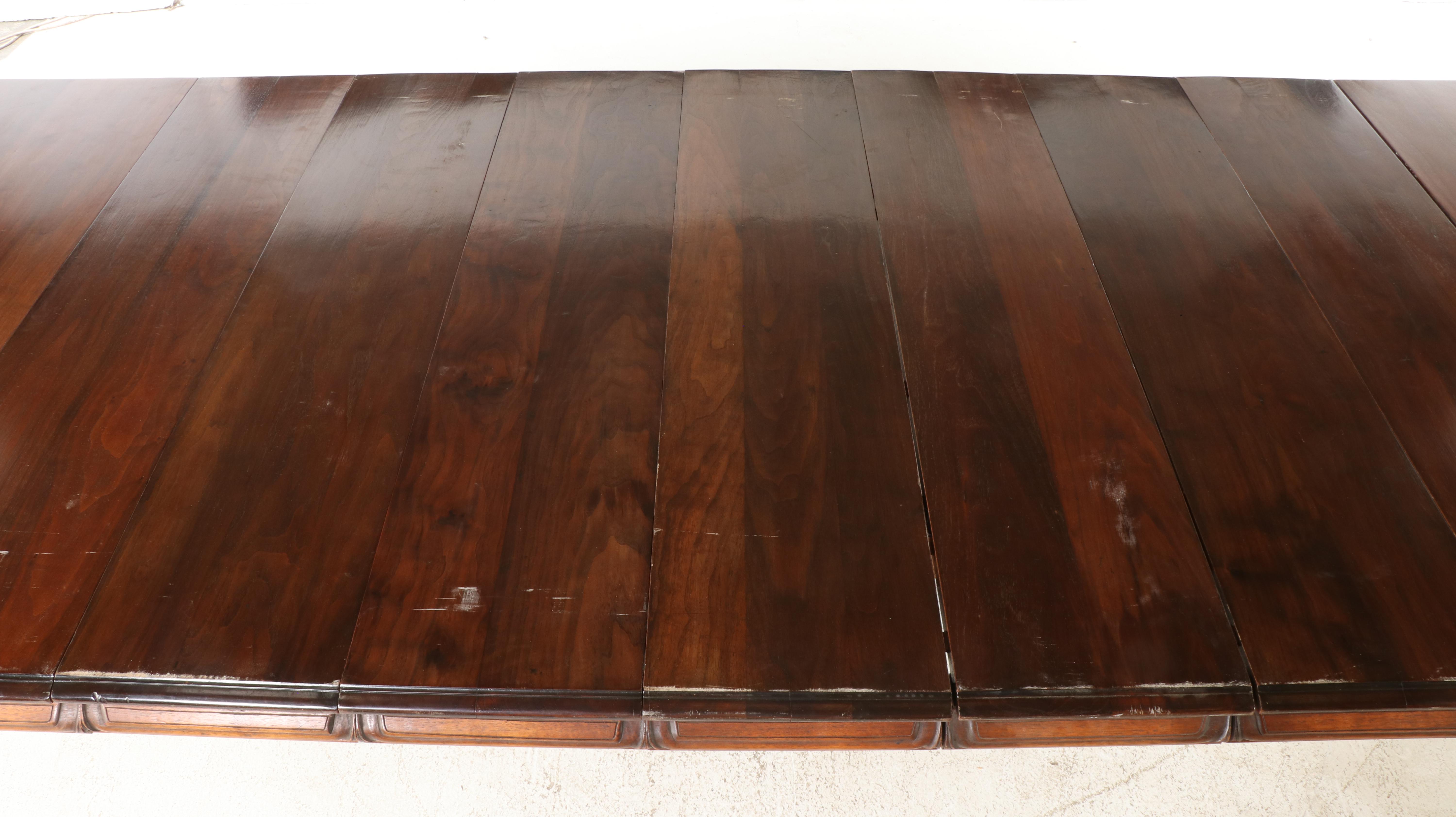 Spanish Baroque Style Walnut Dining Table and Ten Chairs, 20th Century